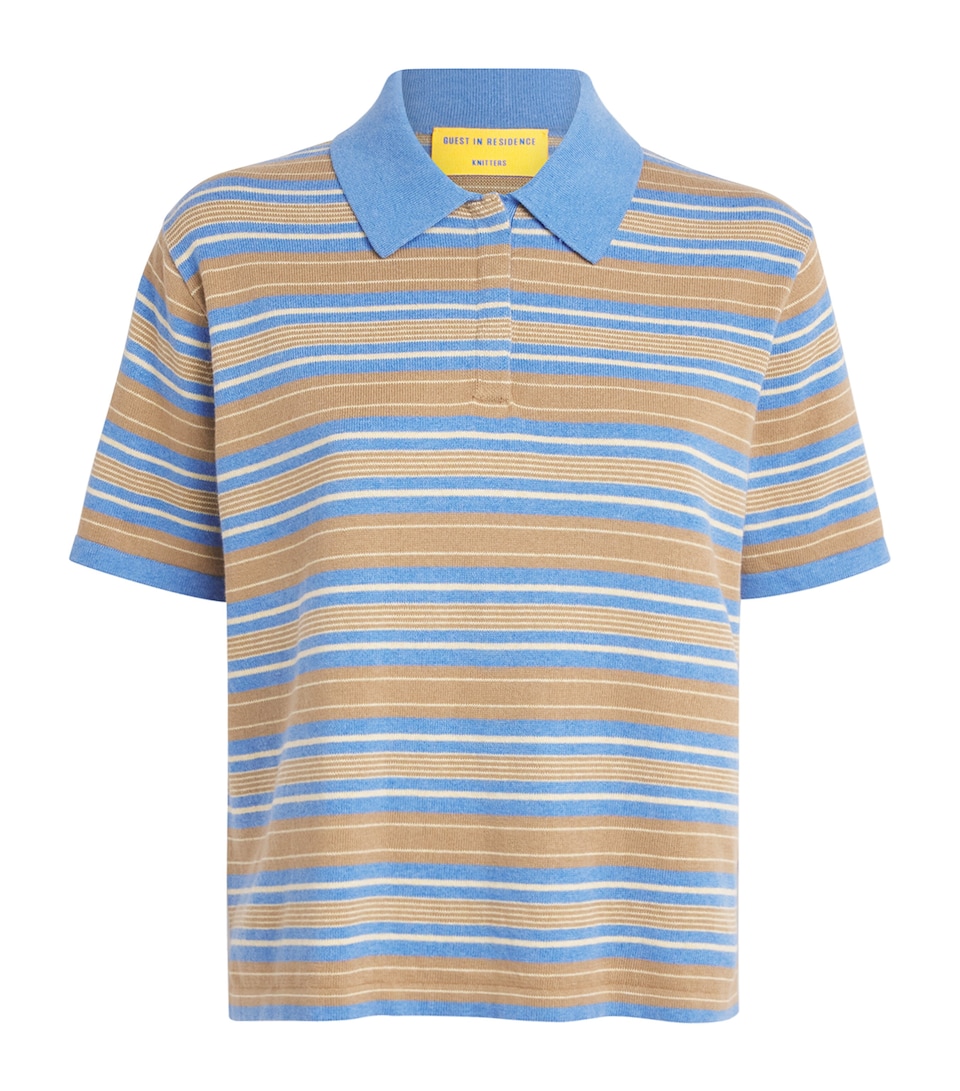 Guest In Residence Womens Cotton-Cashmere Stripe Rugby Shirt Delft Blue Combo