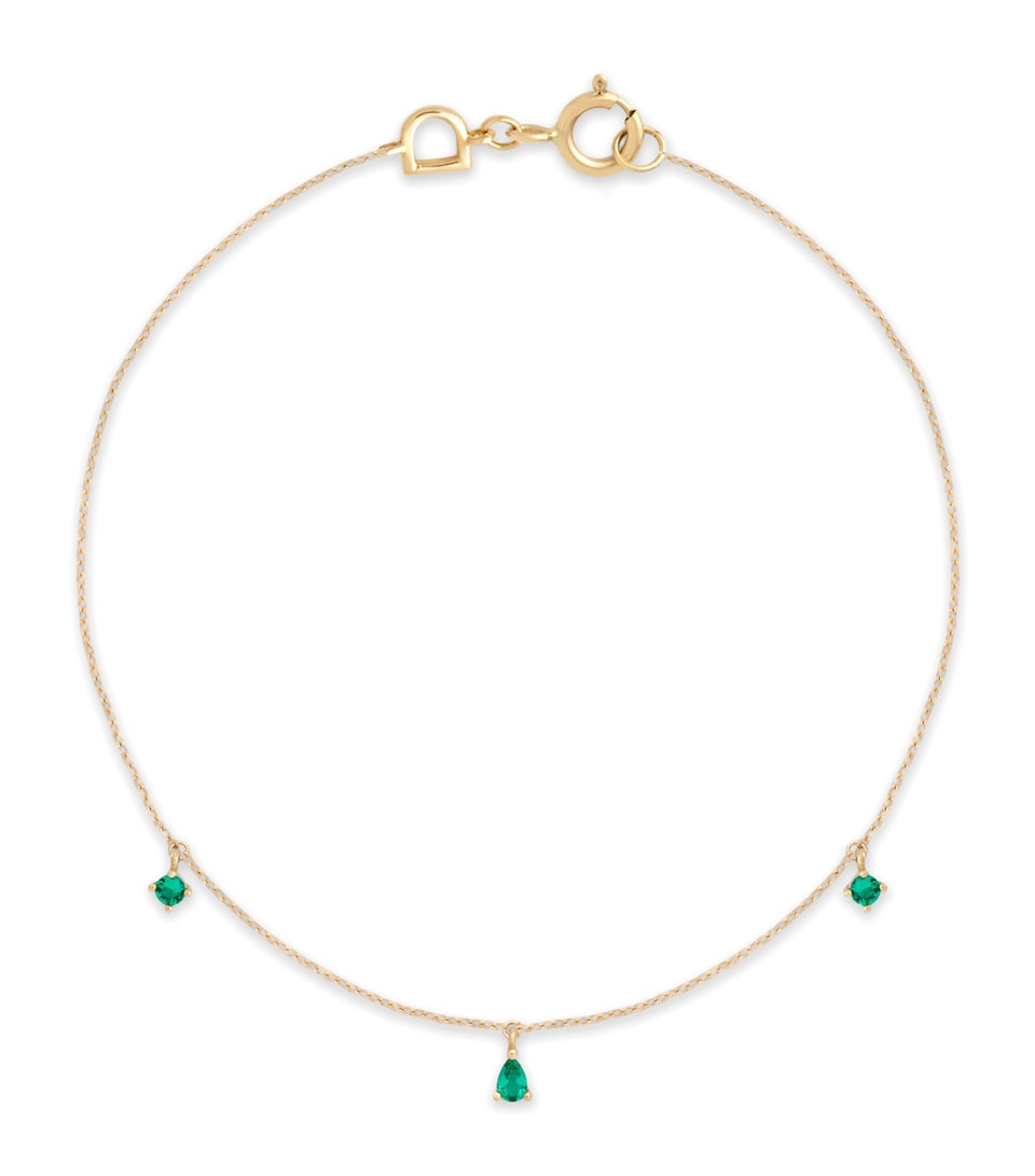 Astrid & Miyu Yellow Gold and Emerald Pear Charm Bracelet Gold