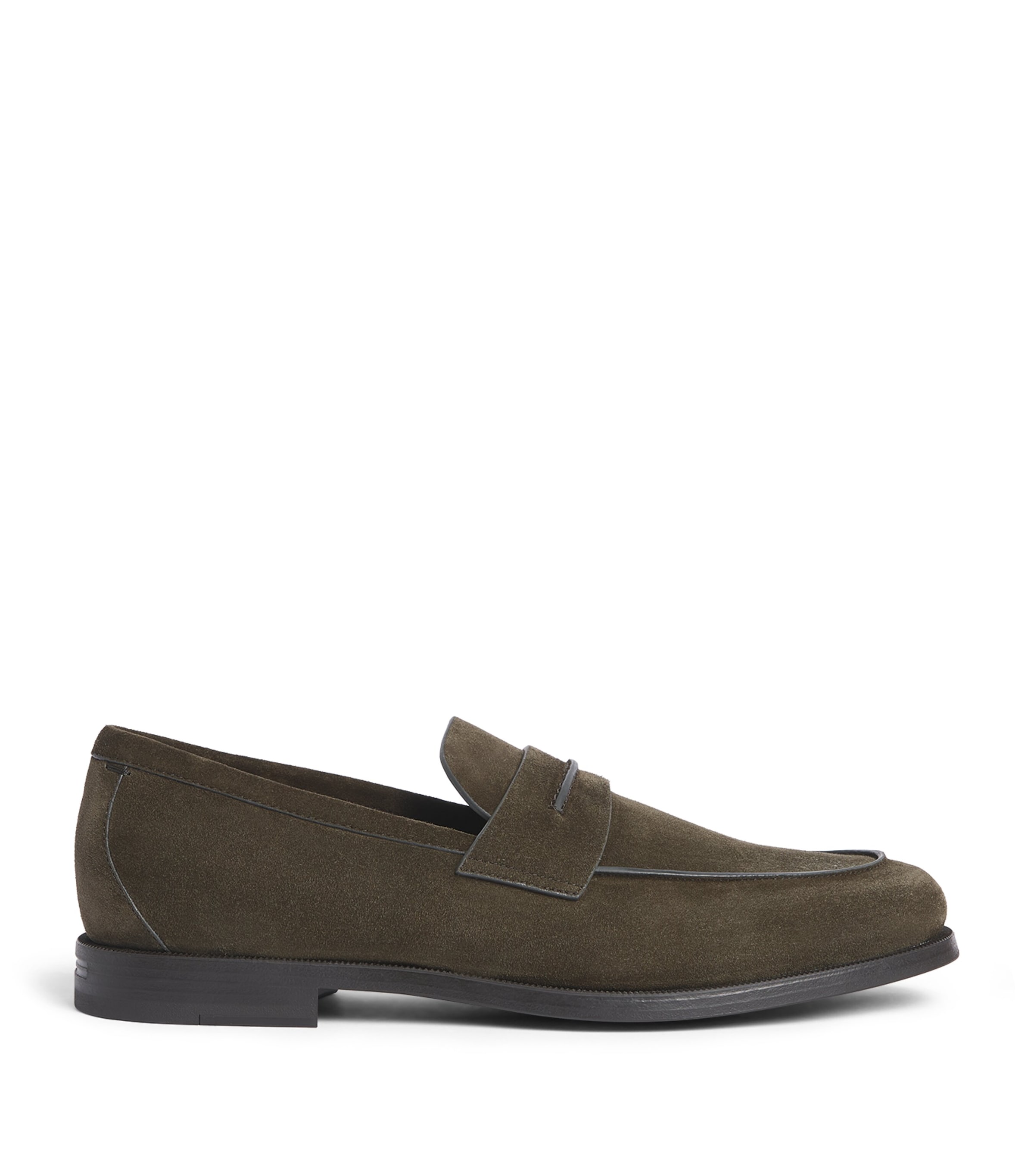 Zegna Suede Penny Loafers Khaki