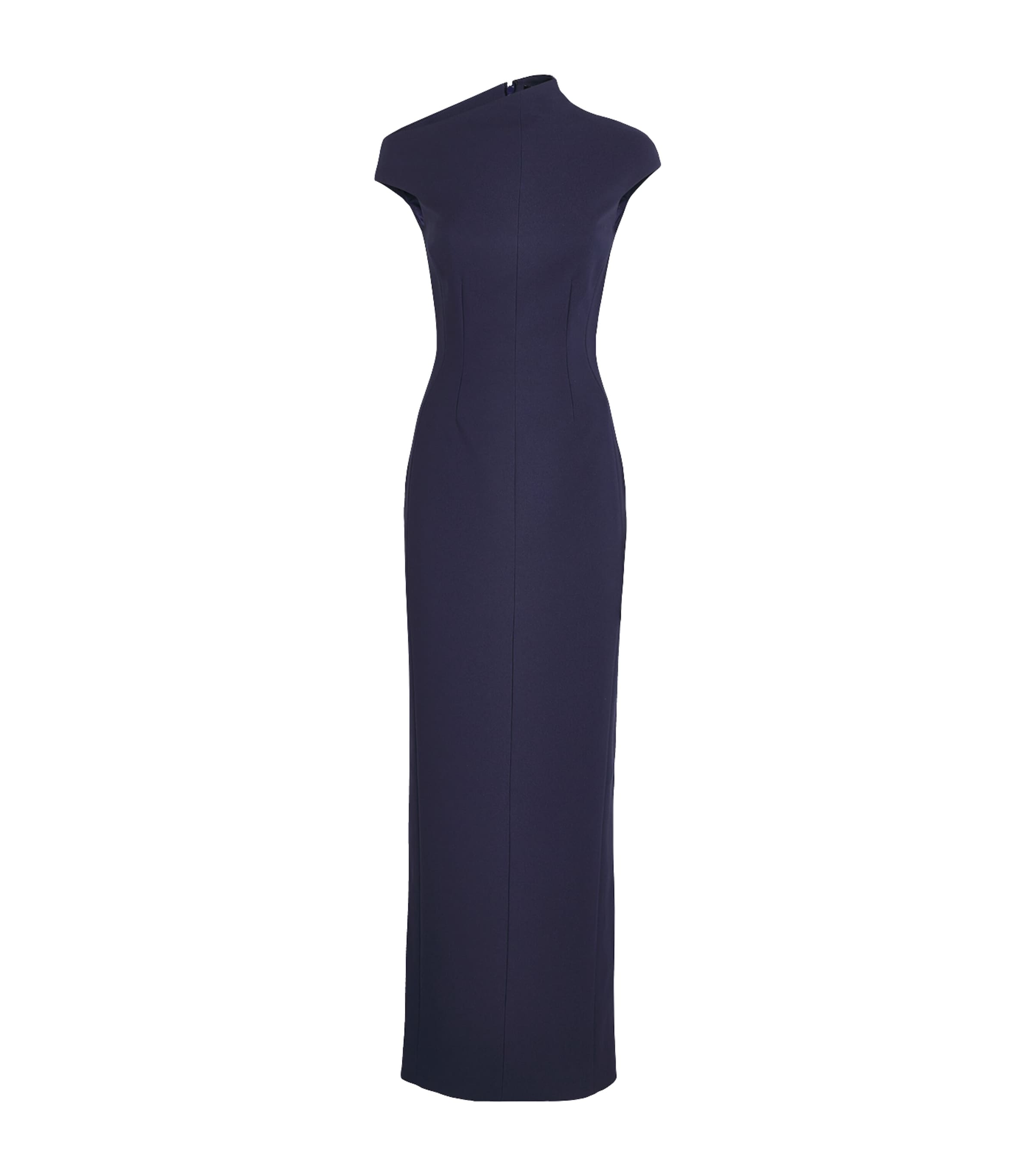 Solace London Womens One-Shoulder Arion Gown Navy