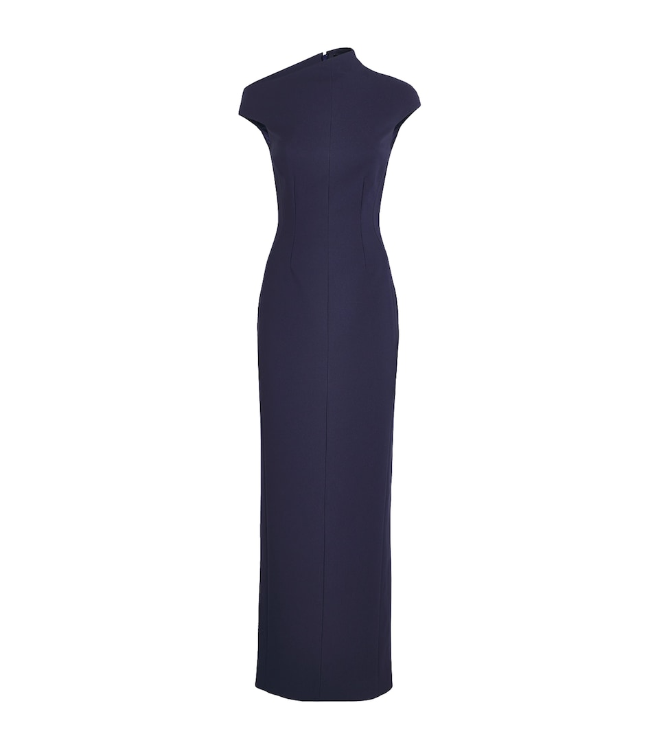 Solace London Womens One-Shoulder Arion Gown Navy