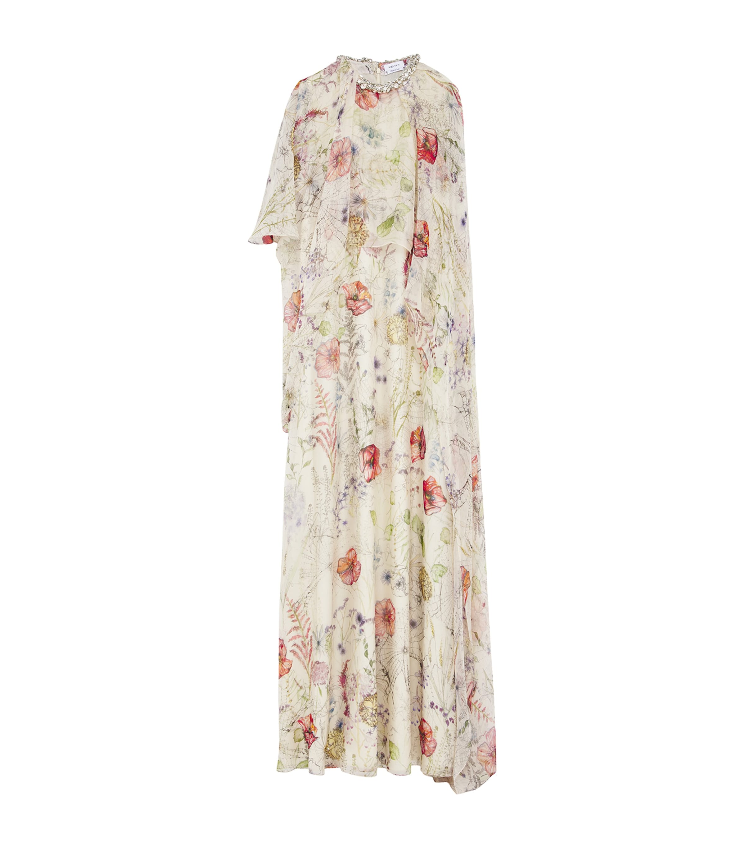 Silk Floral Cape Gown