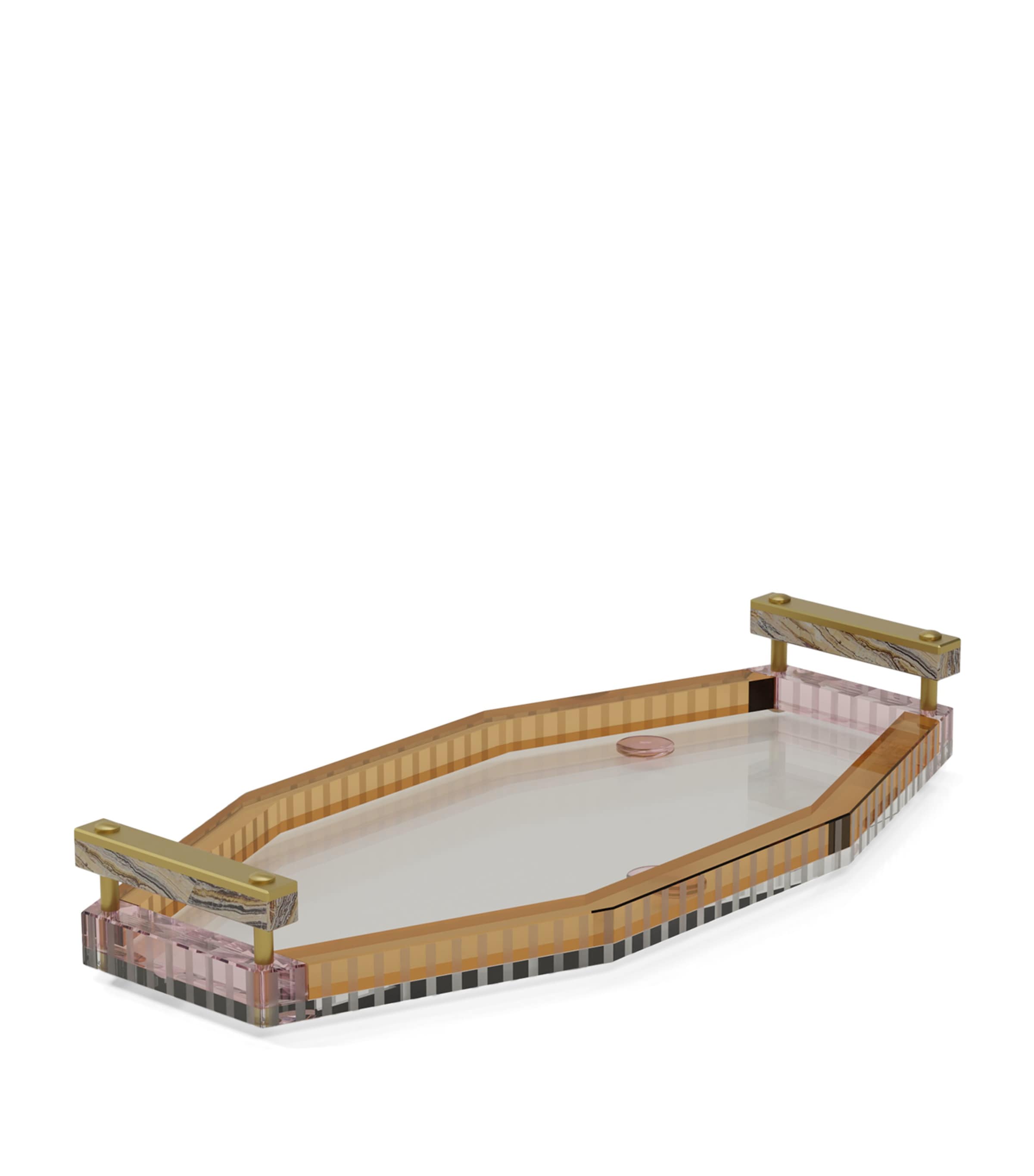 Reflections Copenhagen Crystal Serenity Tray Pink Amber Grey
