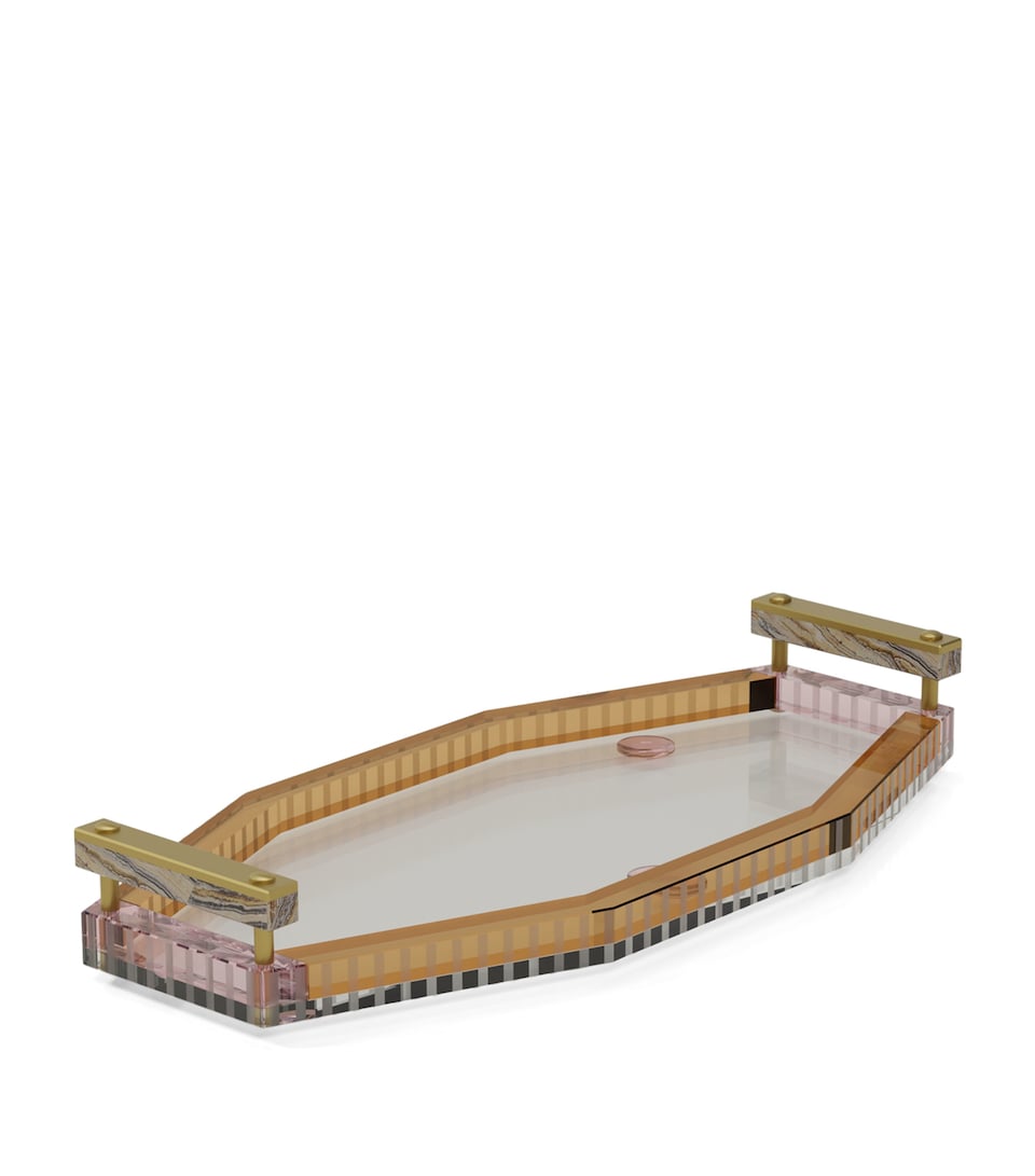 Reflections Copenhagen Crystal Serenity Tray Pink Amber Grey