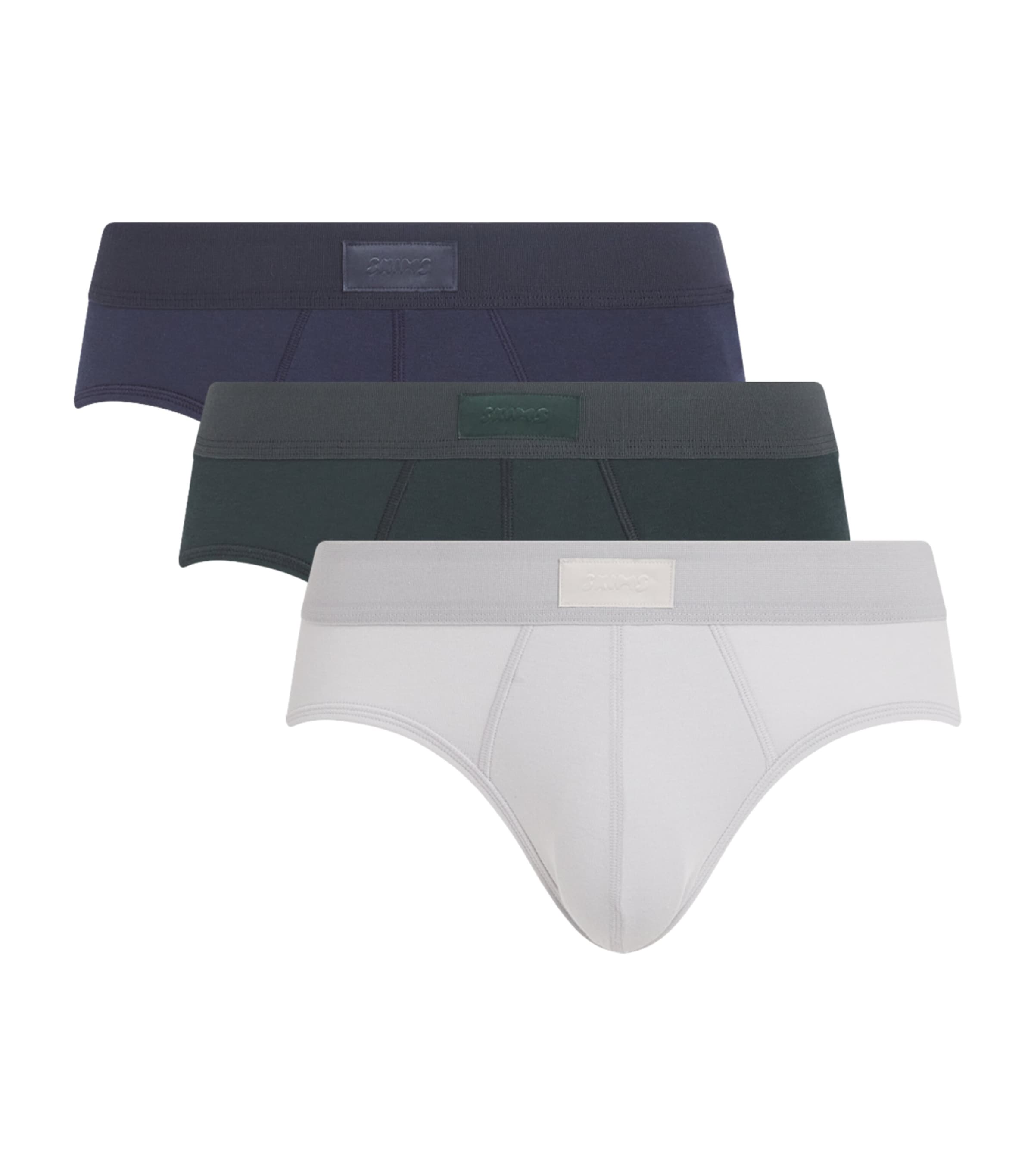 Skims Mens Stretch-Cotton Briefs (Pack of 3) Blue Black Multi