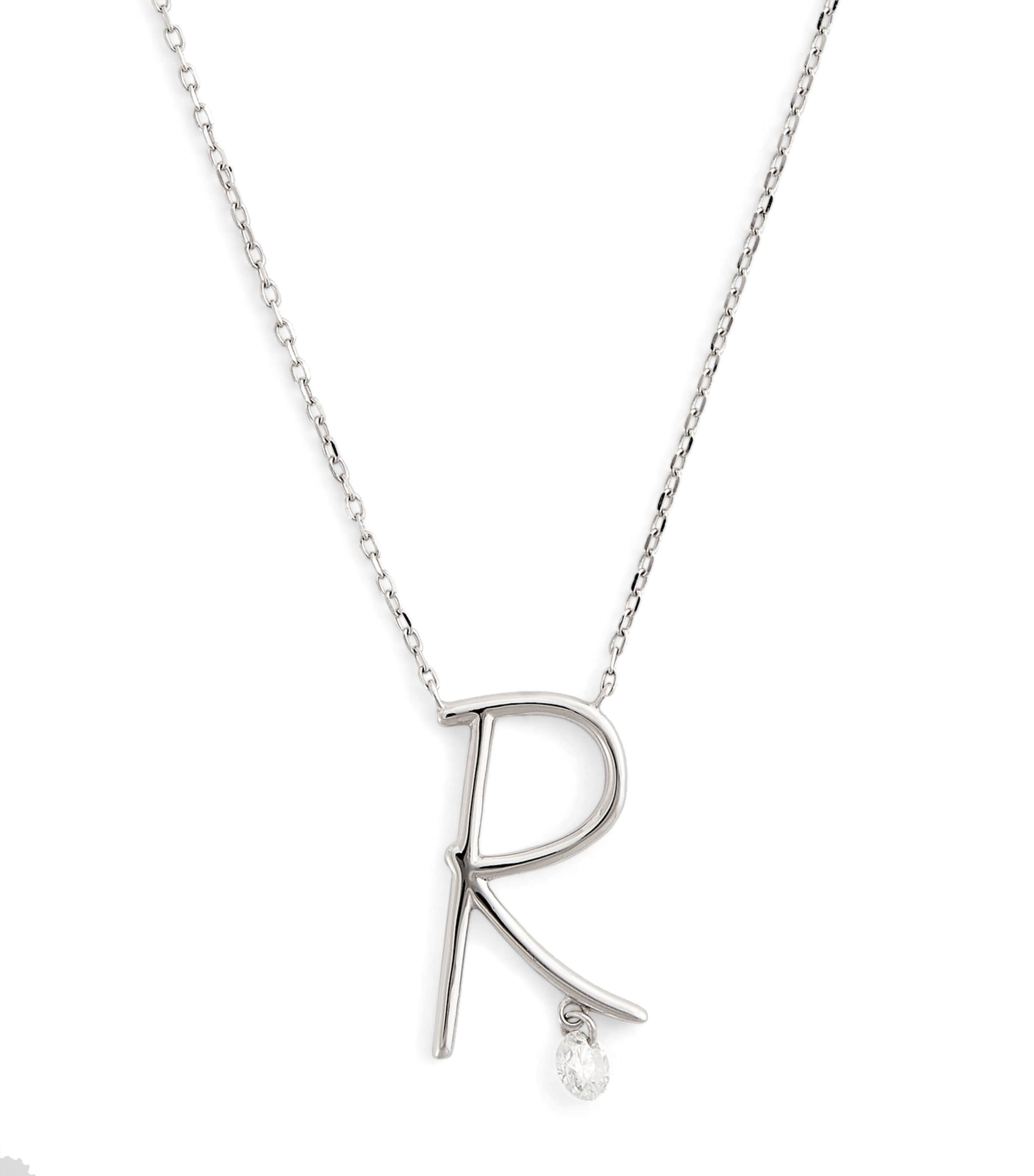 White Gold and Diamond Alphabet Necklace