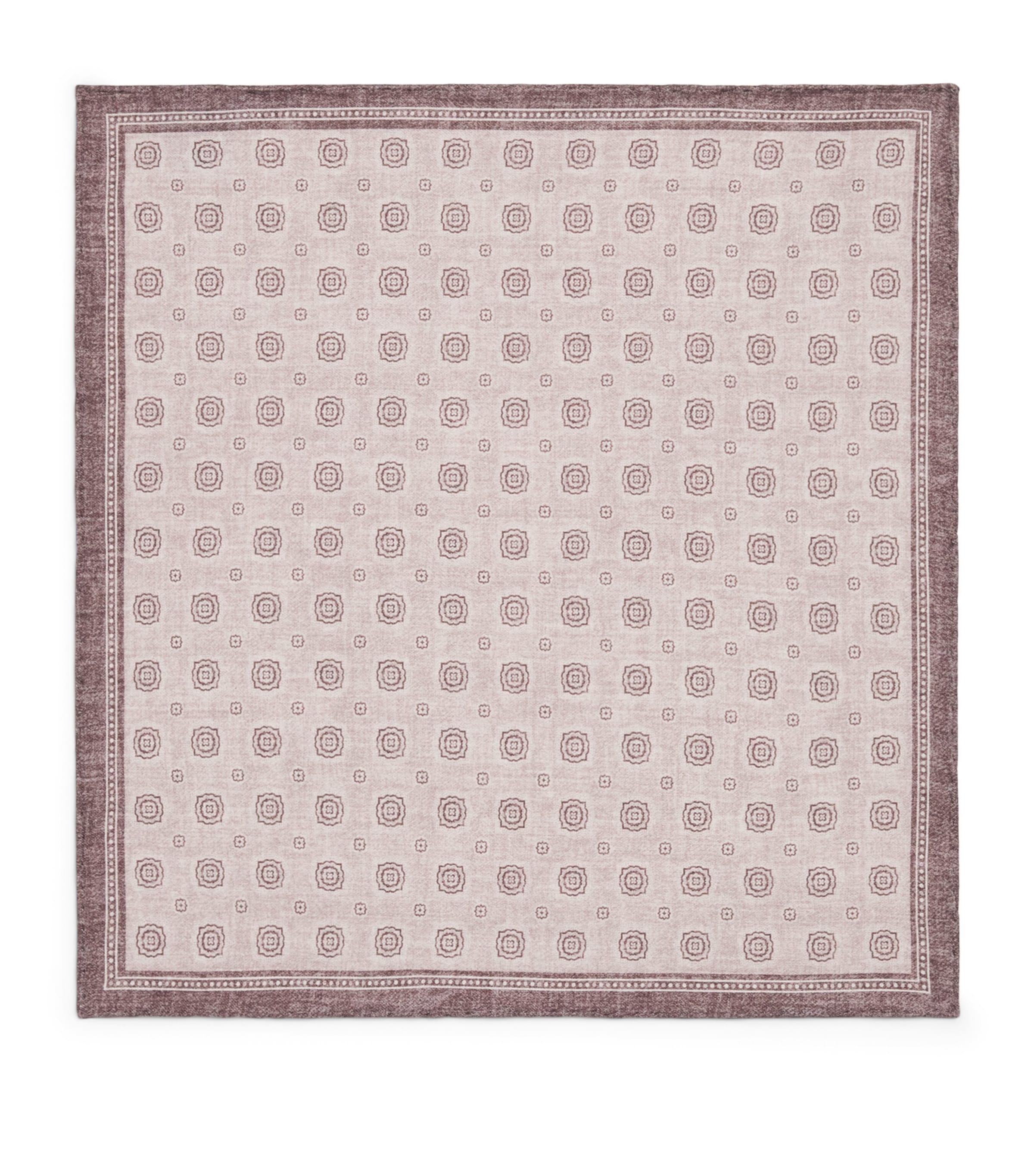 Eleventy Cotton-Wool Geometric Pocket Square Sabbia E Moro