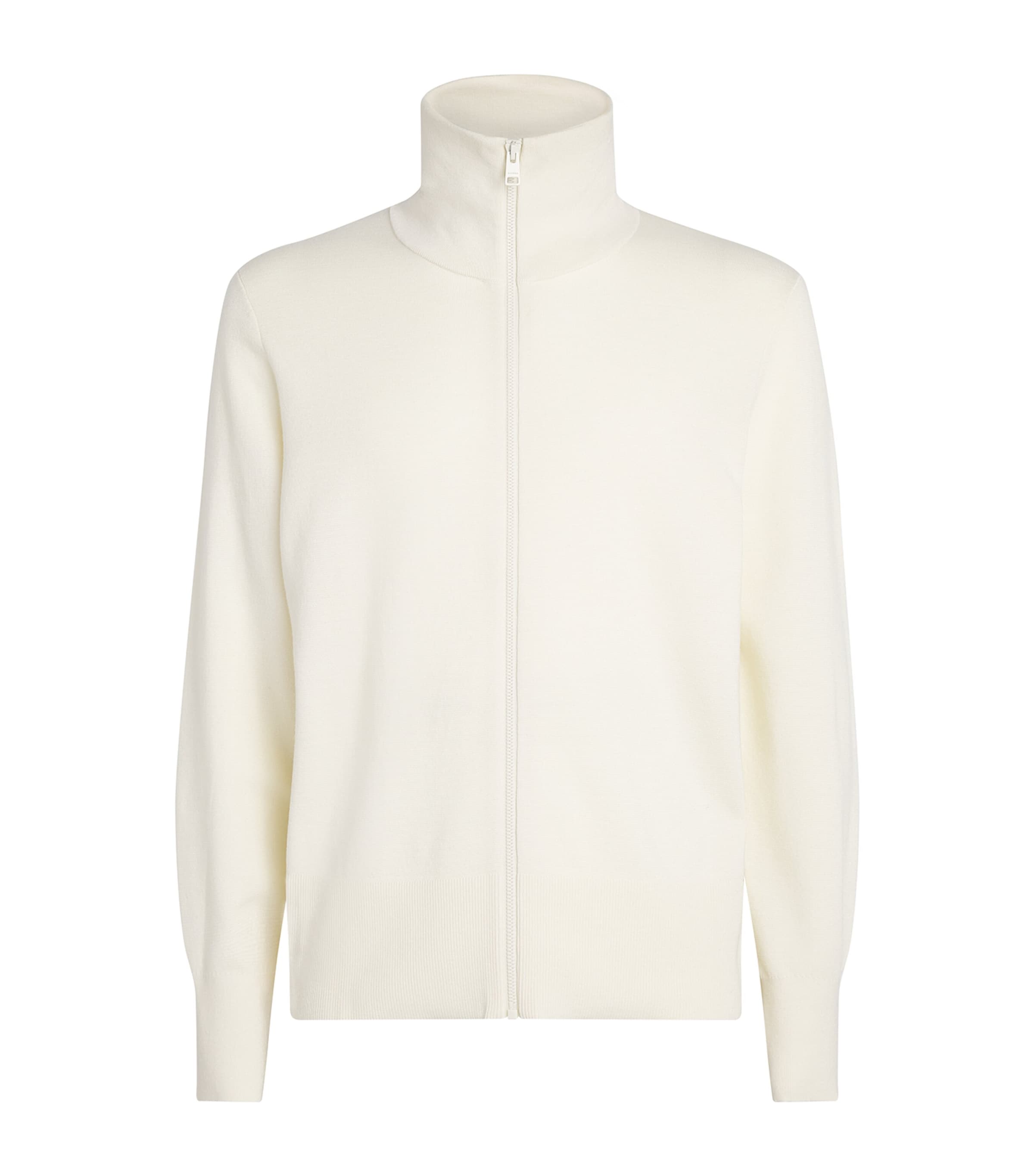 Sandro Paris Mens Wool Zip-Up Cardigan Butter Cream