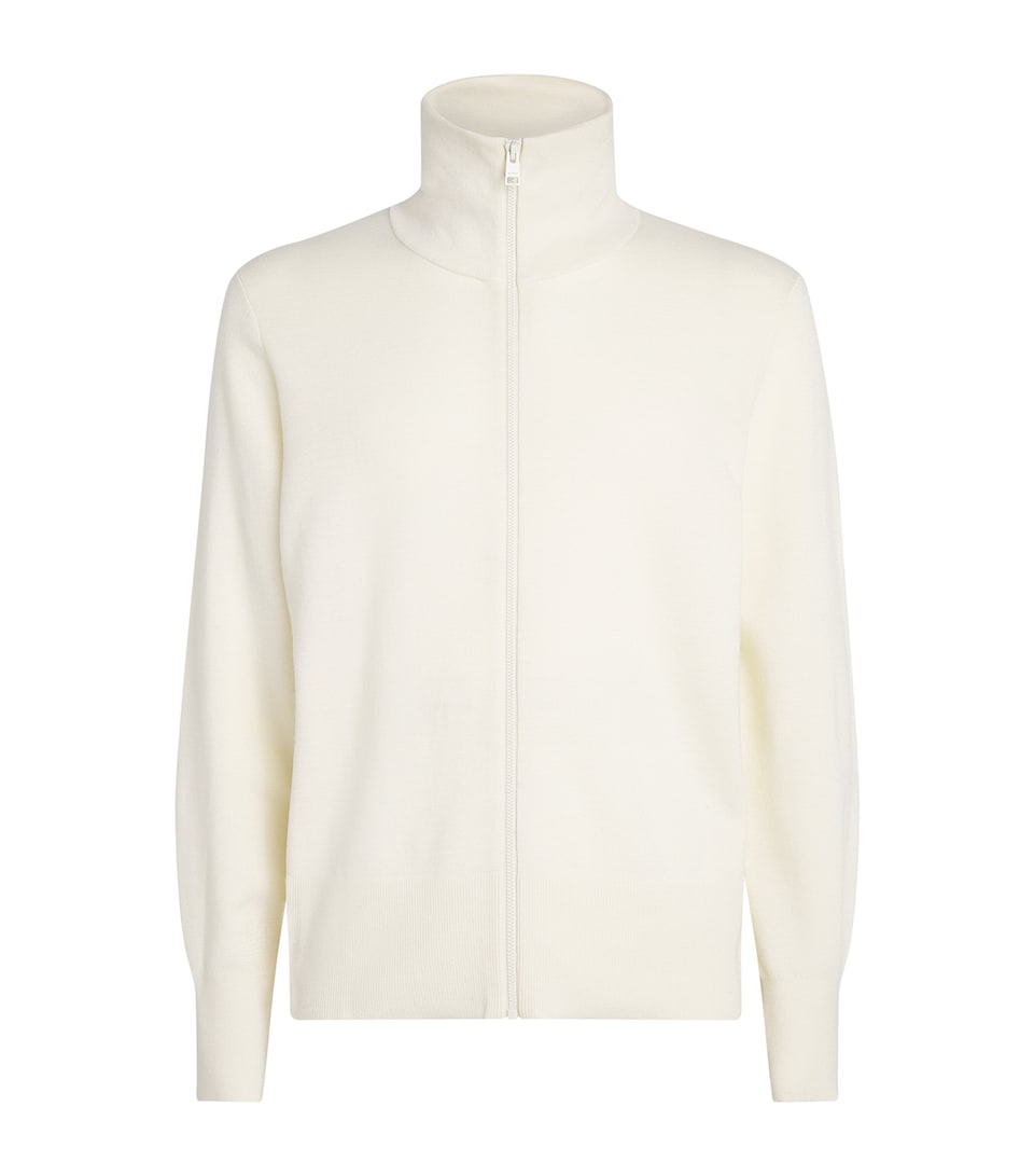 Sandro Paris Mens Wool Zip-Up Cardigan Butter Cream
