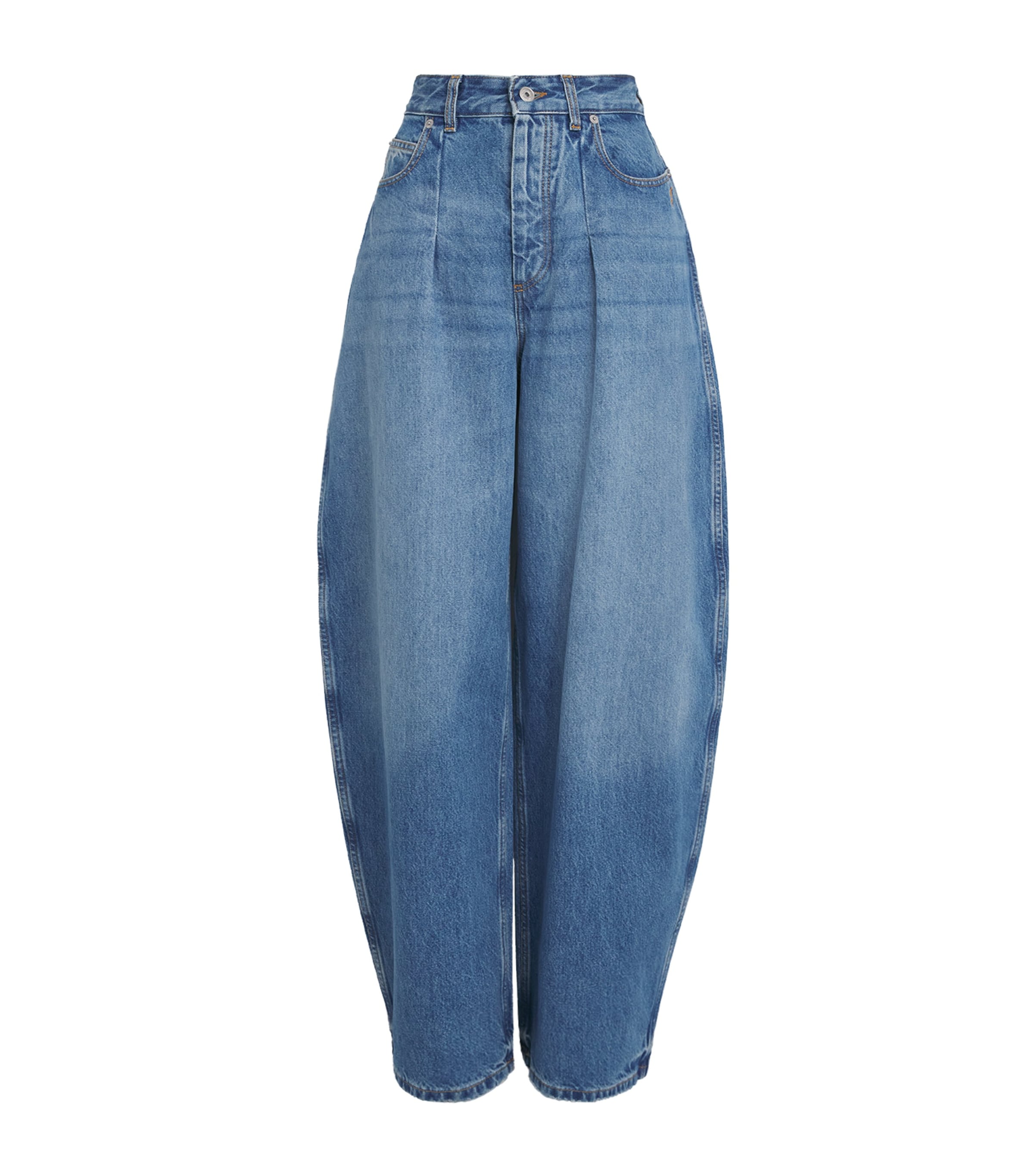Jacquemus Womens Pleated Barrel Jeans Blue/tabac