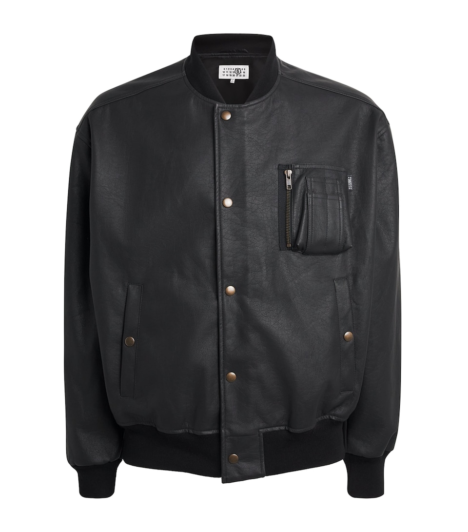 Faux Leather Varsity Jacket