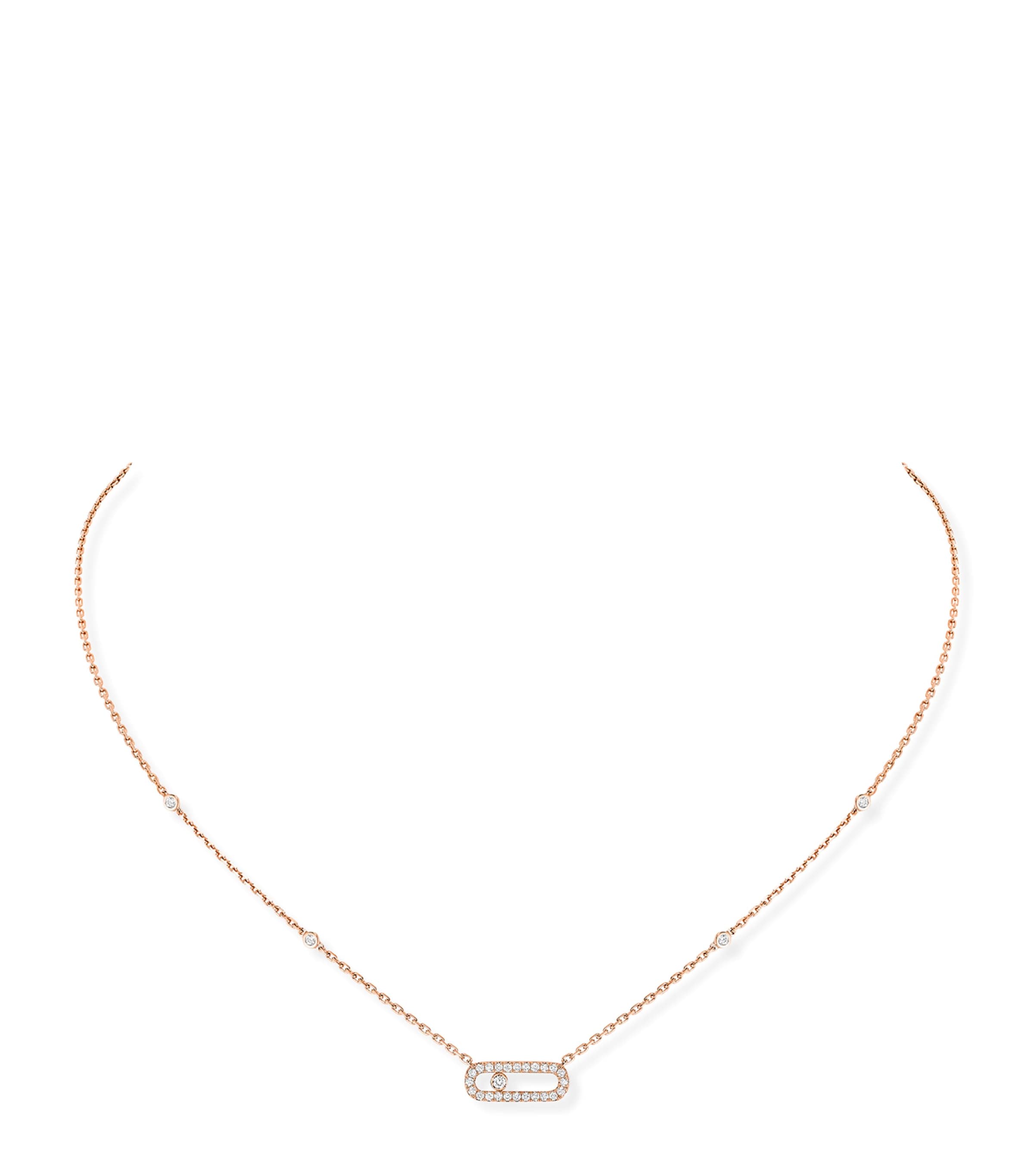 Messika Move Uno Pink Gold and Diamond Pavé Necklace Pink Gold