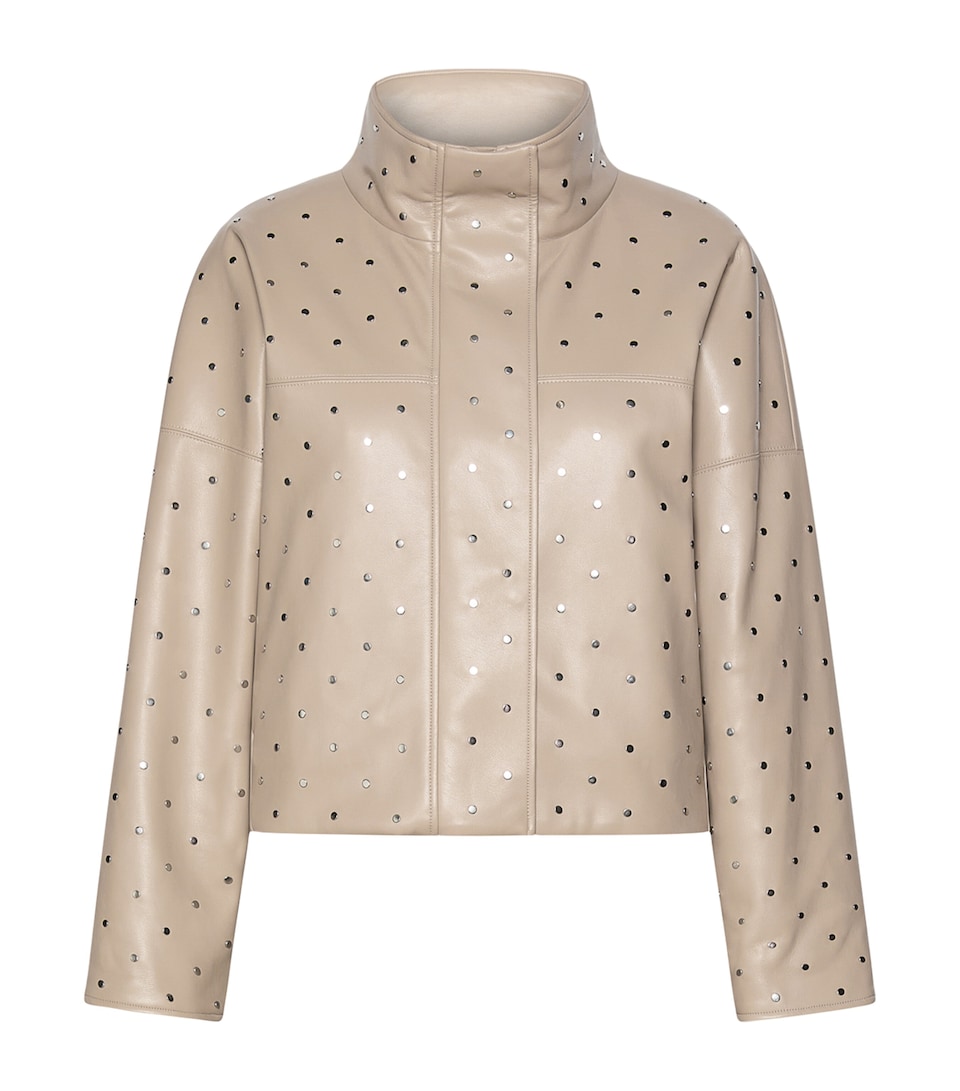 Marella Womens Faux Leather Studded Jacket Turtledove