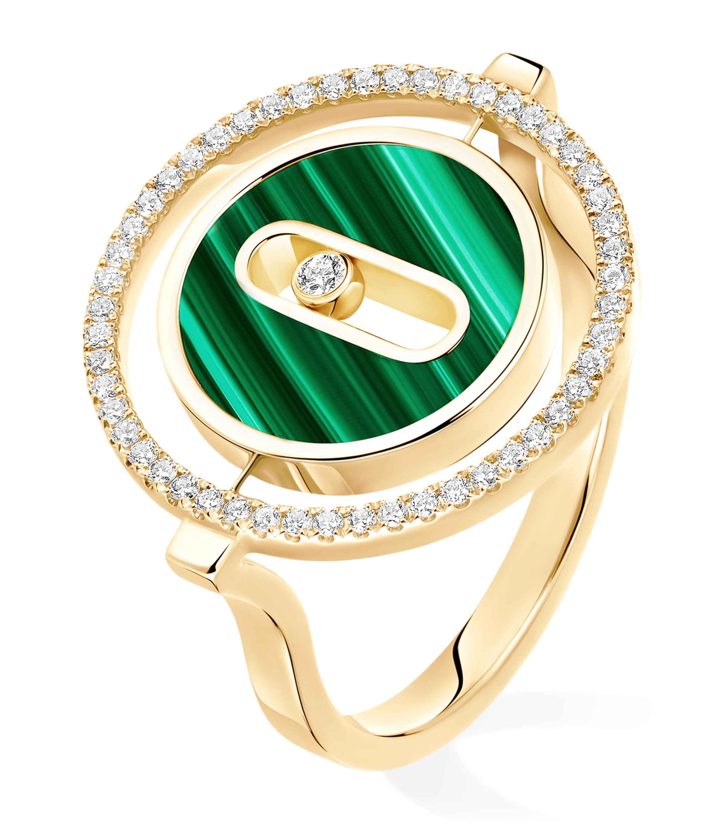 Messika Lucky Move Yellow Gold, Diamond and Malachite Ring (0.18ct) Yellow Gold