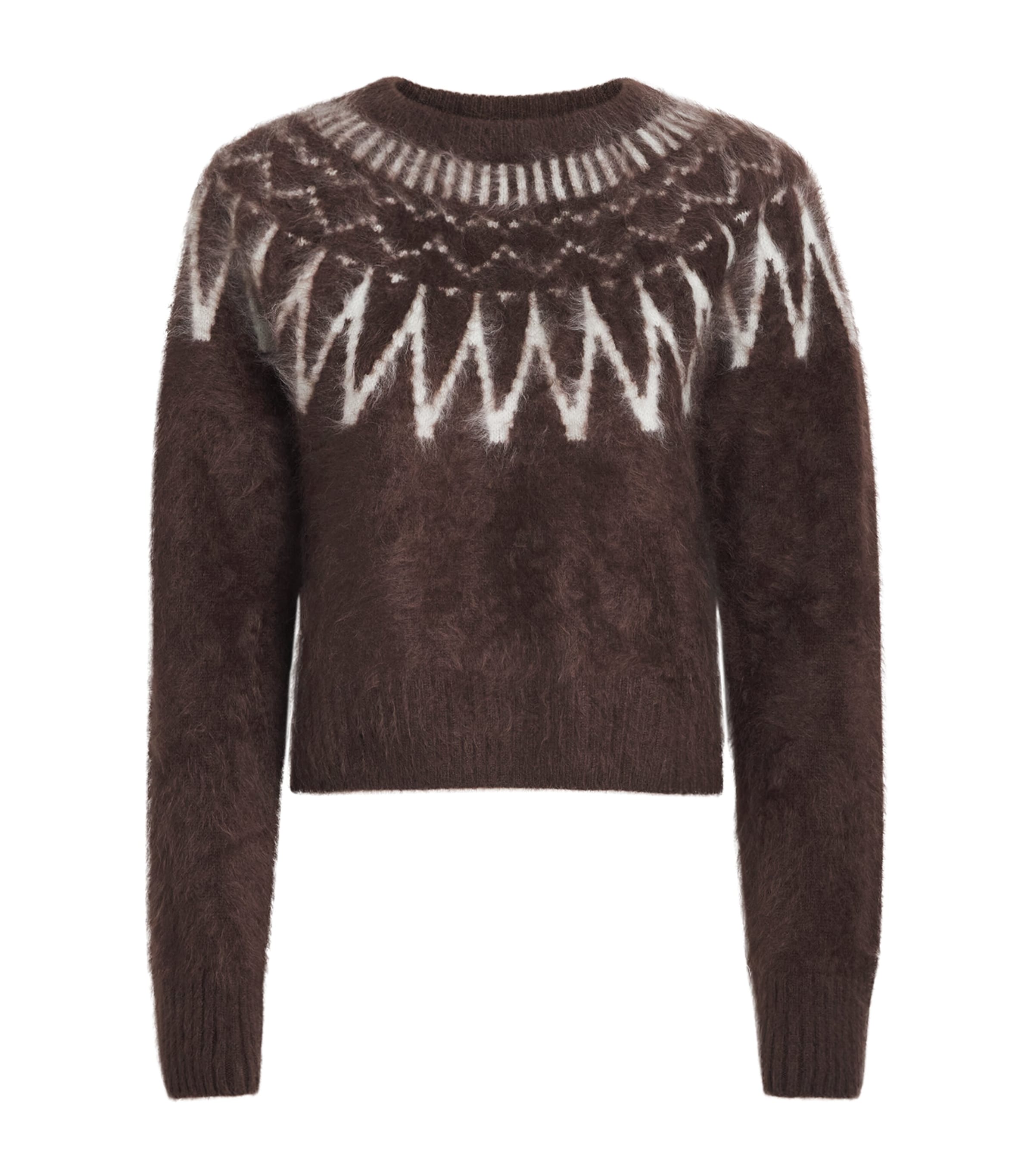Soft Goat Womens Brushed Cashmere Fair Isle Sweater Mocha