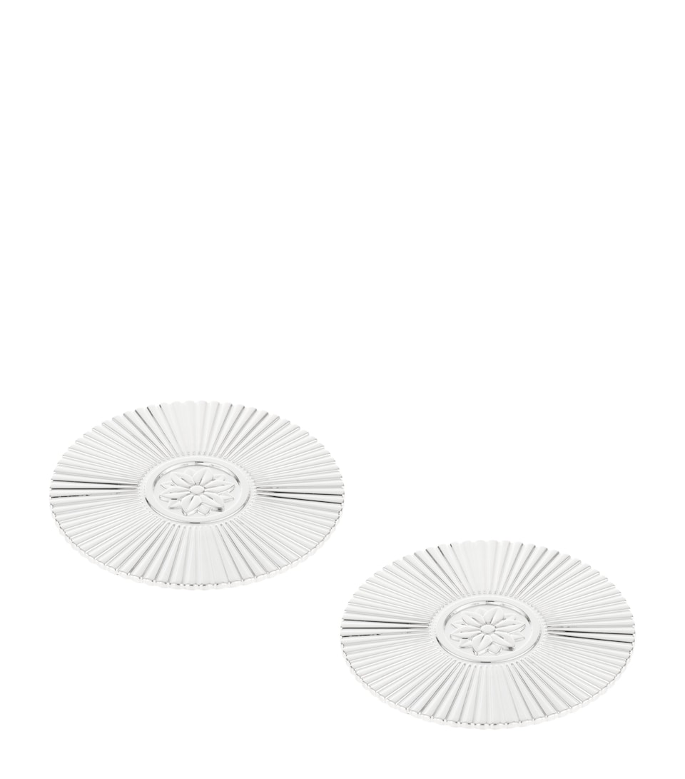 Christofle Set of 2 Silver-Plated Palmettes Coasters Silver