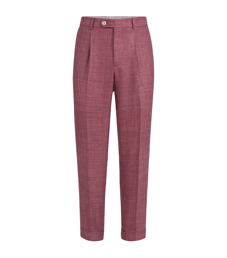 Wool-Blend Hopsack Tailored Trousers