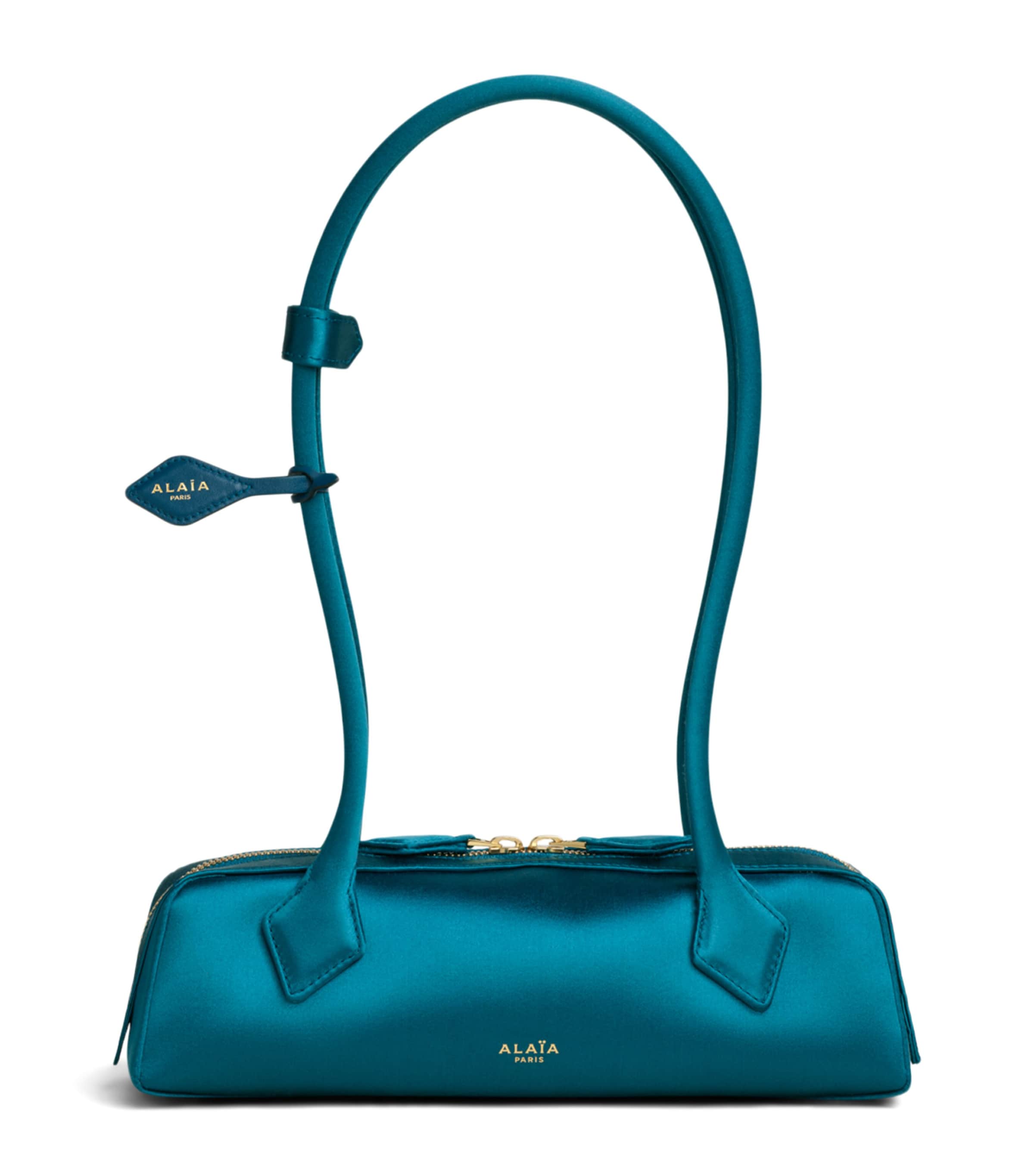 Alaïa Small Satin Le Teckel Shoulder Bag Emeraude
