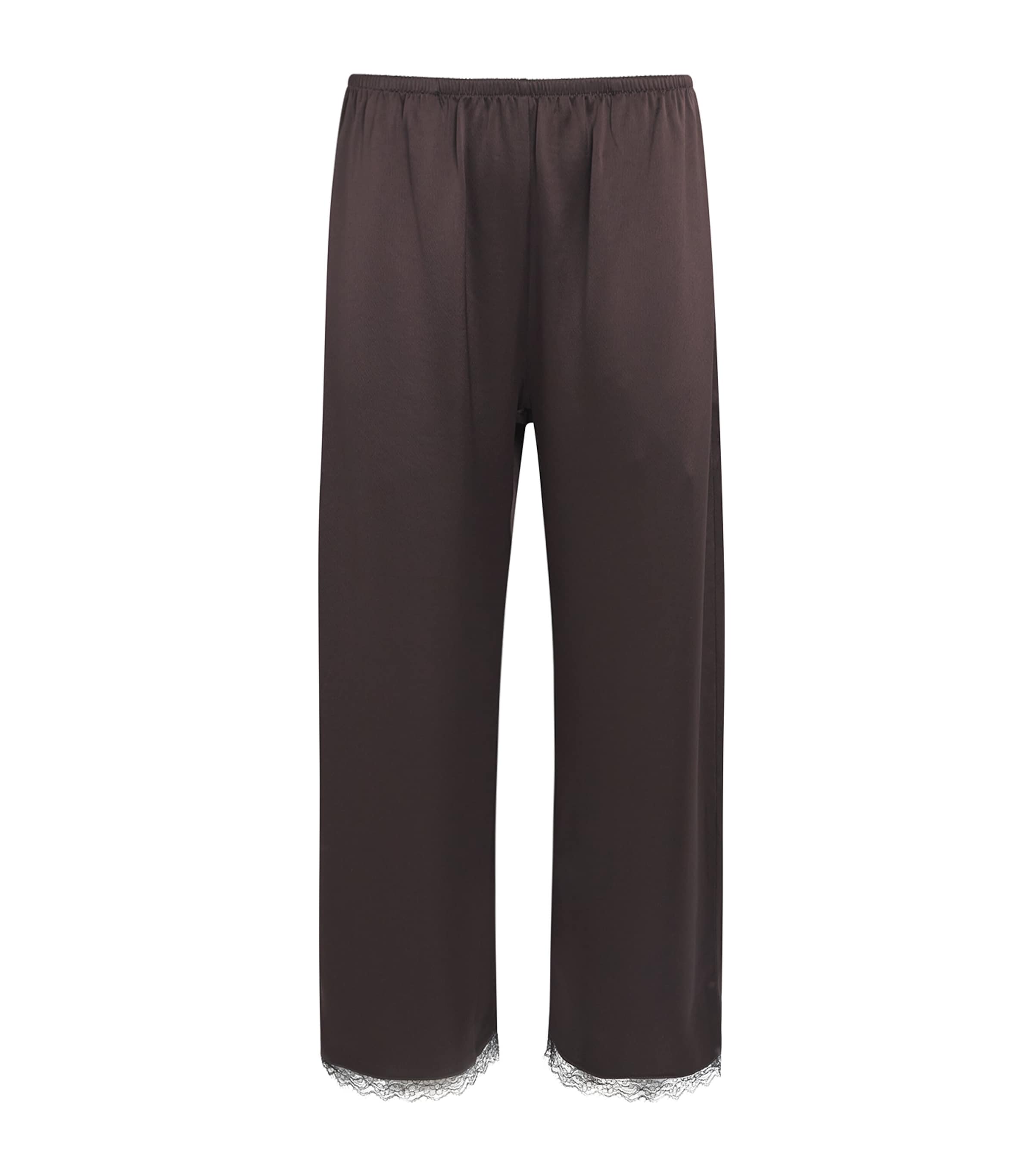 LESET Lace-Trim Barb Trousers Chocolate