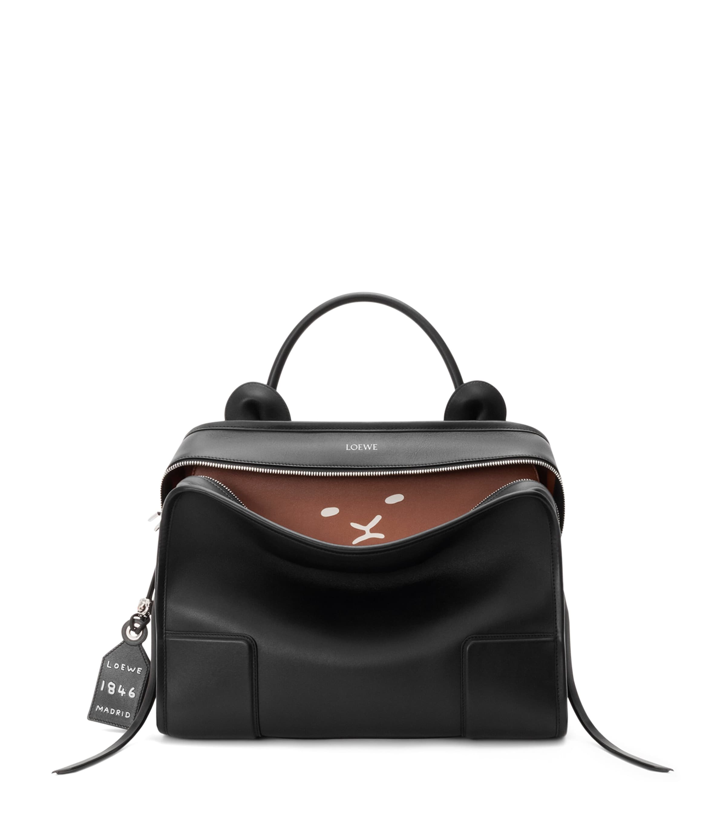 LOEWE Large Leather Amazona 180 Shoulder Bag Black