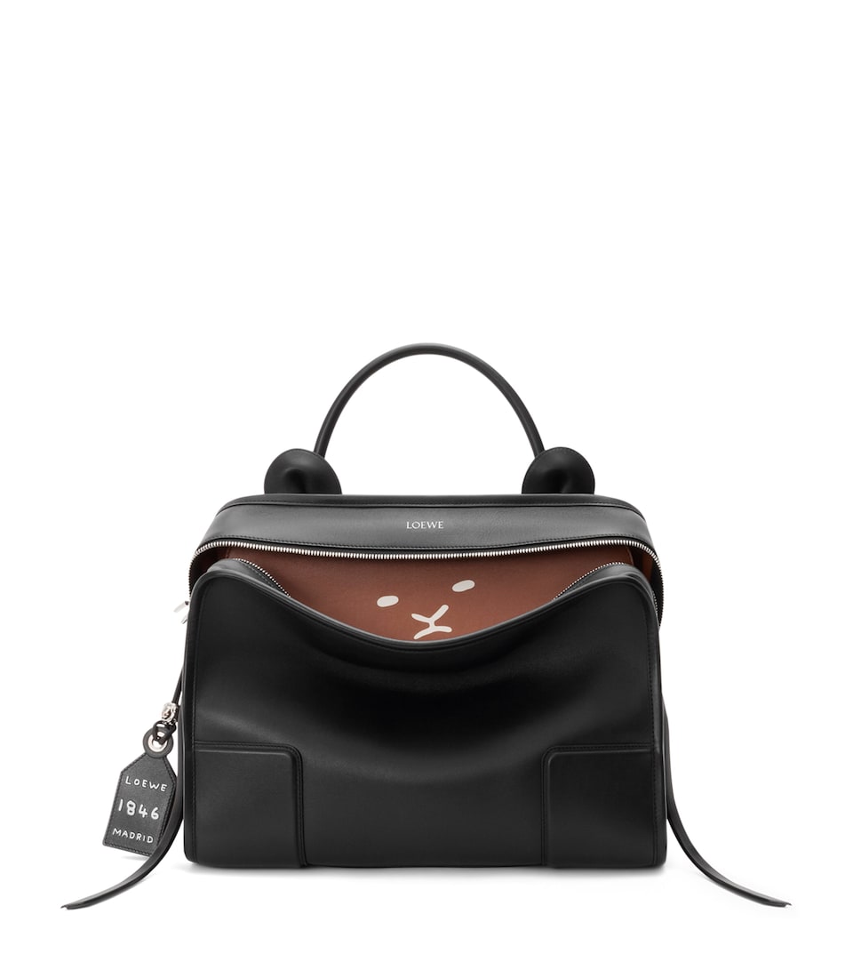 LOEWE Large Leather Amazona 180 Shoulder Bag Black