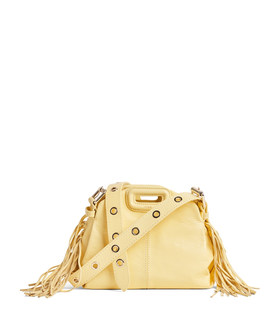 Maje Mini Leather Miss M Shoulder Bag Pale Yellow