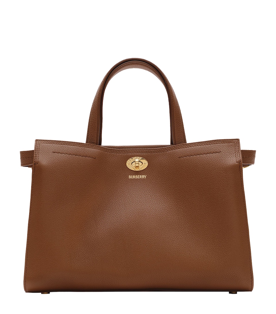 Burberry Small Leather Cotswolds Check Tote Bag Hazel