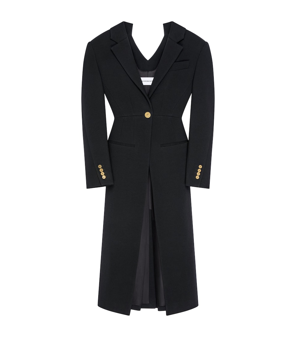 Wool-Blend Open-Back Tailored Coat