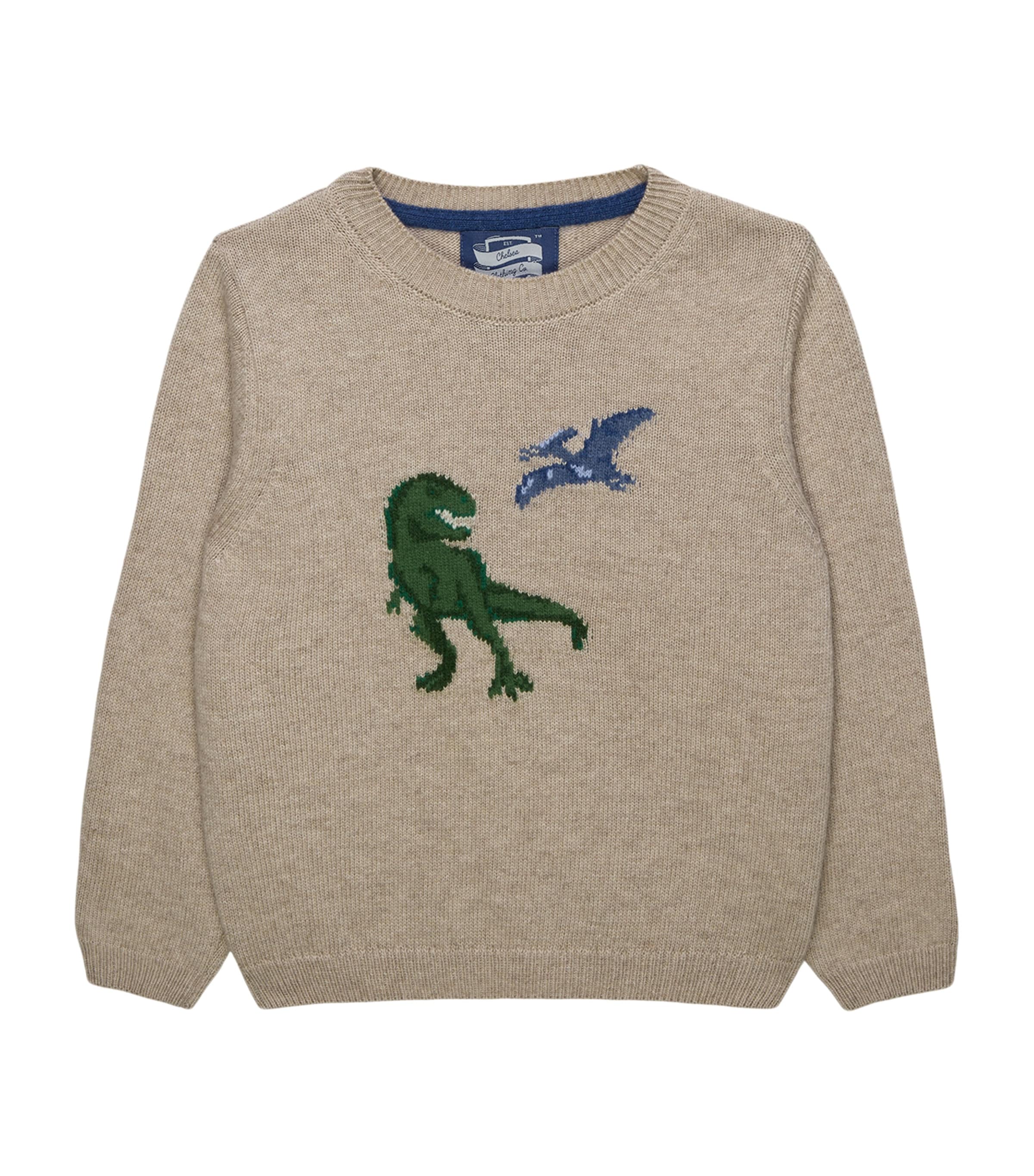 Trotters T-Rex & Pterodactyl Sweater (6-11 Years) Oatmeal