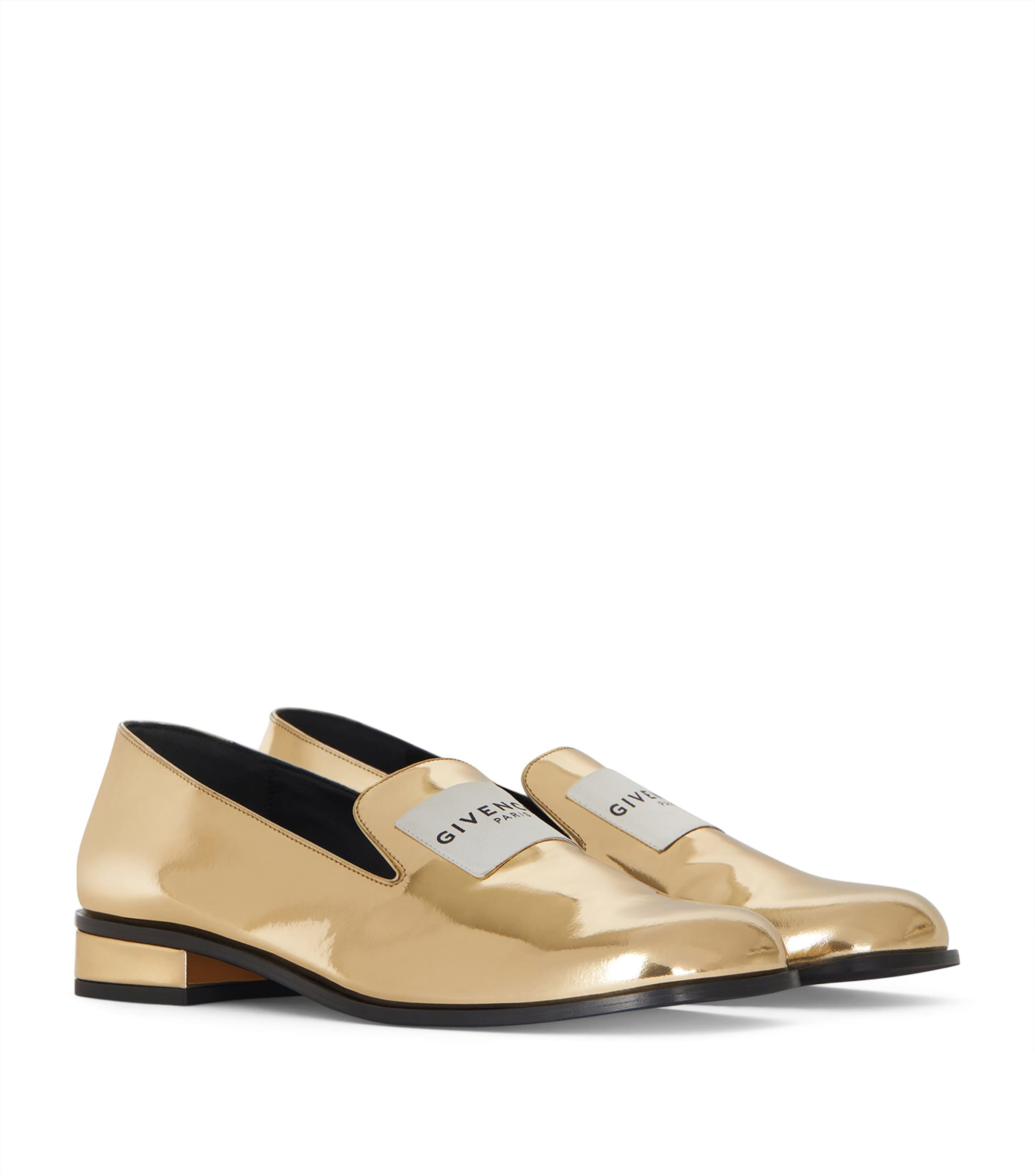 Calf Leather Metallic Tuxedo Label Loafers