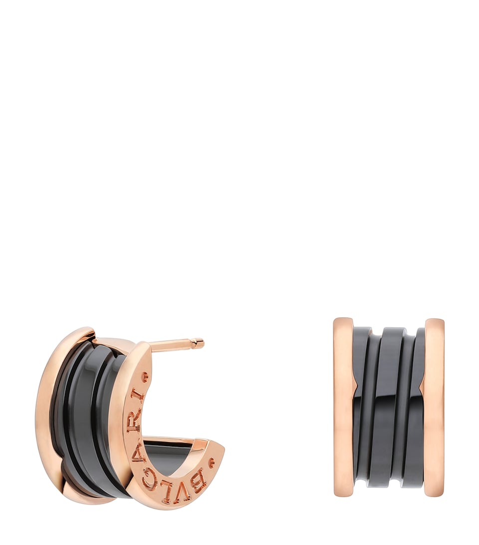 Bvlgari Rose Gold and Ceramic B.zero1 Earrings Pink Gold