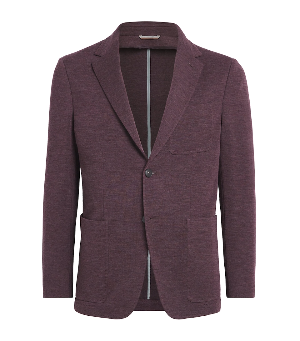Canali Mens Wool Blazer Burgundy