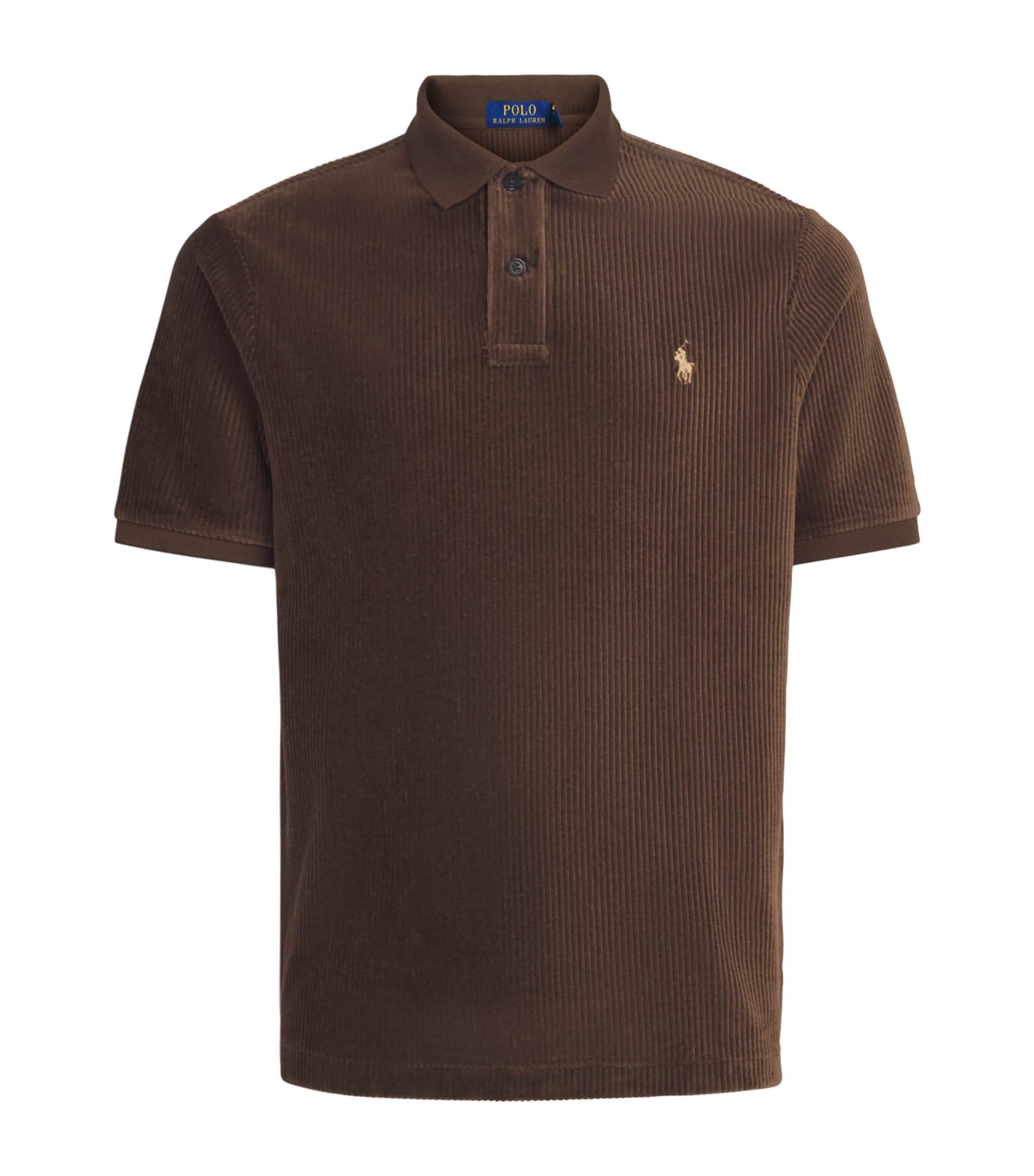 Polo Ralph Lauren Mens Corduroy Polo Pony Polo Shirt Nutmeg Brown