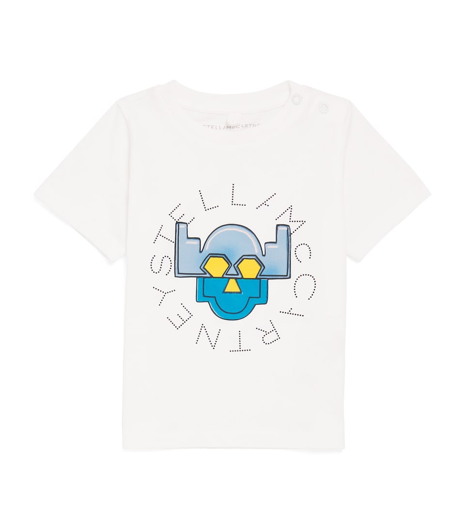 Stella McCartney Kids Cotton Robot Logo T-Shirt (3-36 Months) White