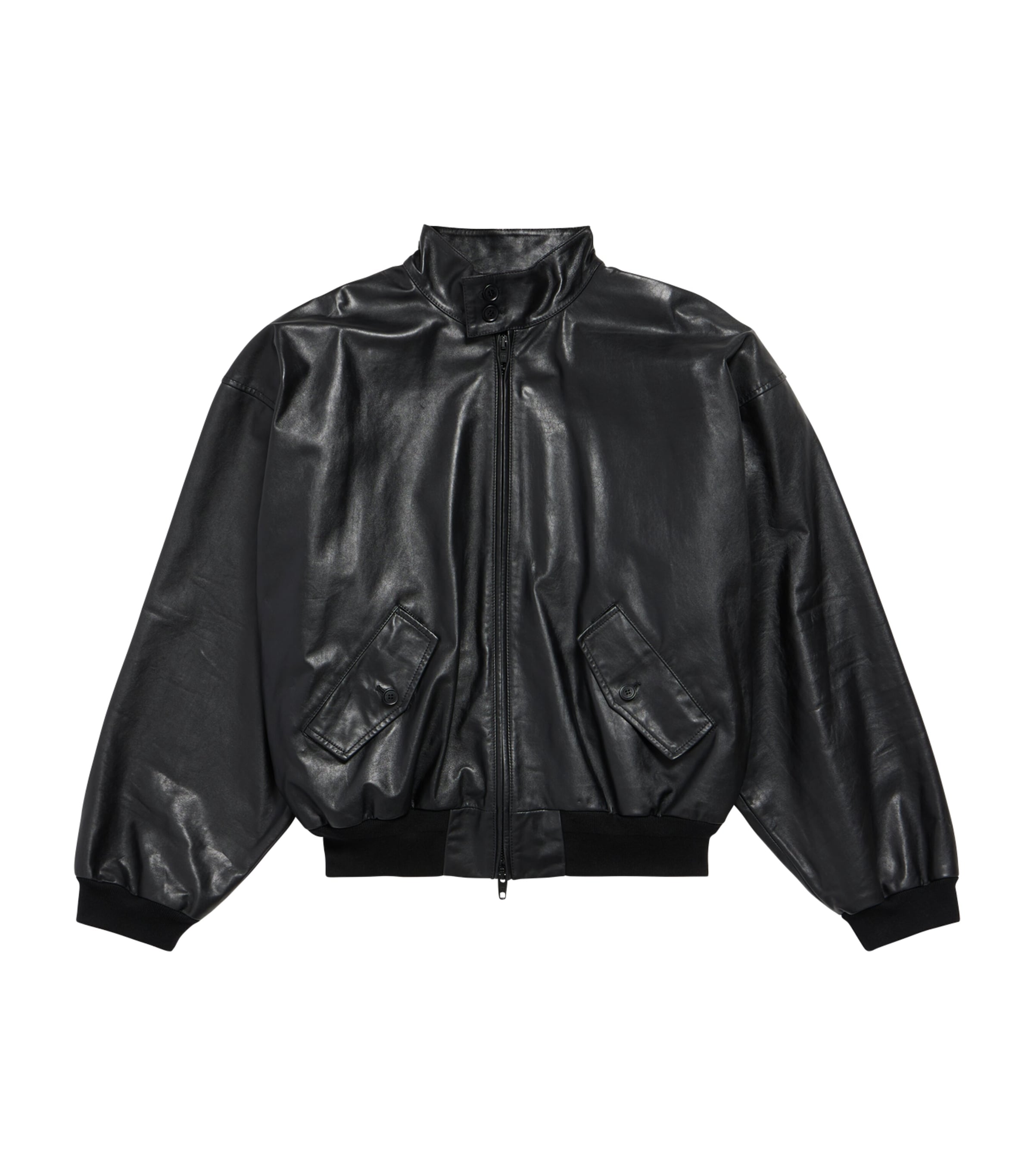 Balenciaga Mens Leather Harrington Jacket