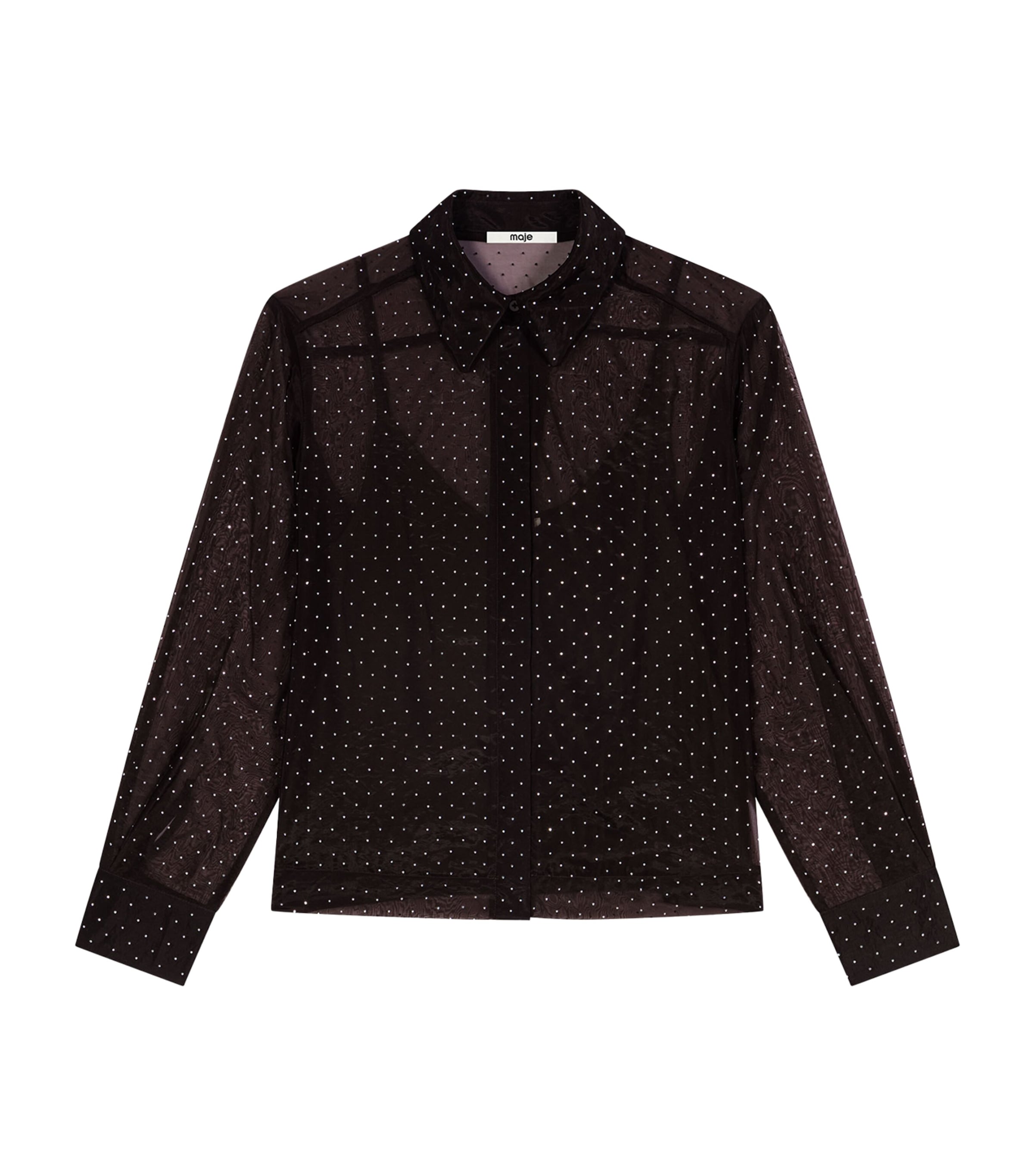 Maje Womens Embellished Shirt Dark Brown