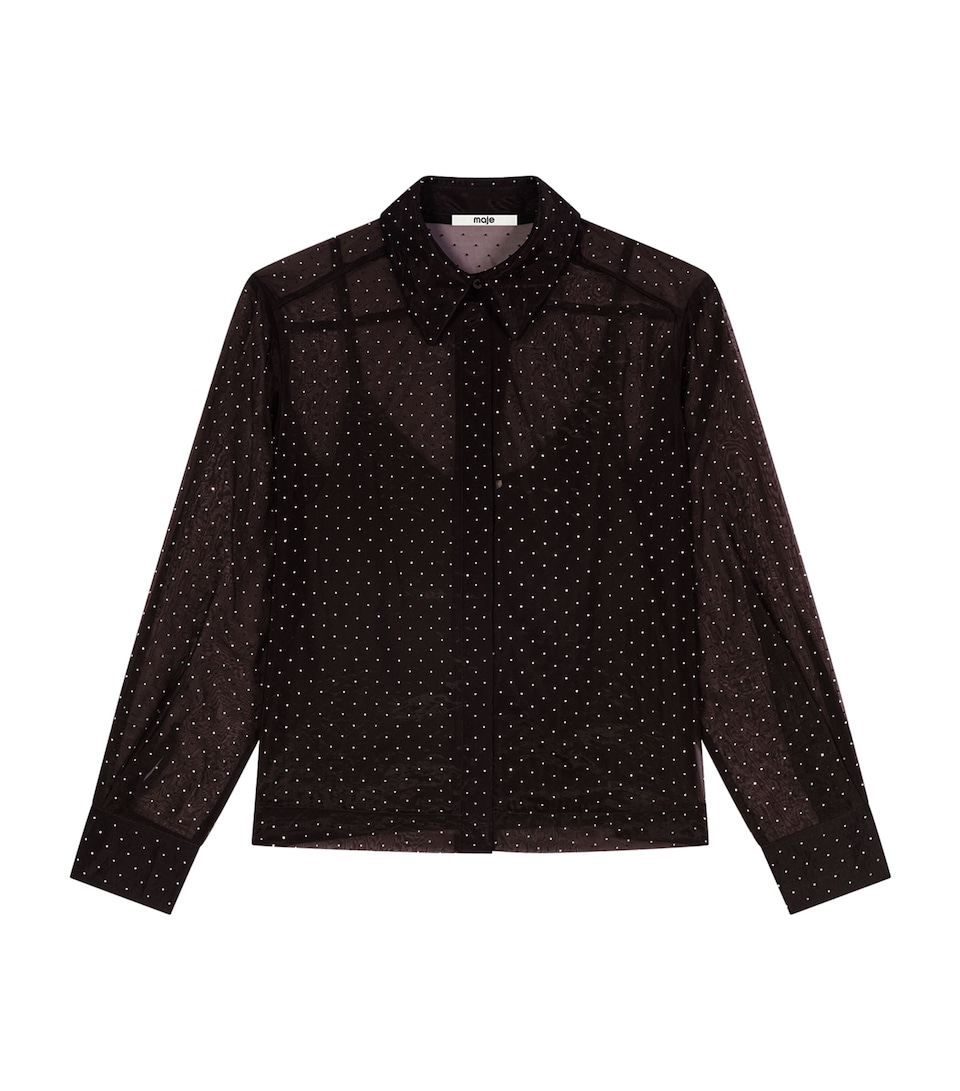 Maje Womens Embellished Shirt Dark Brown