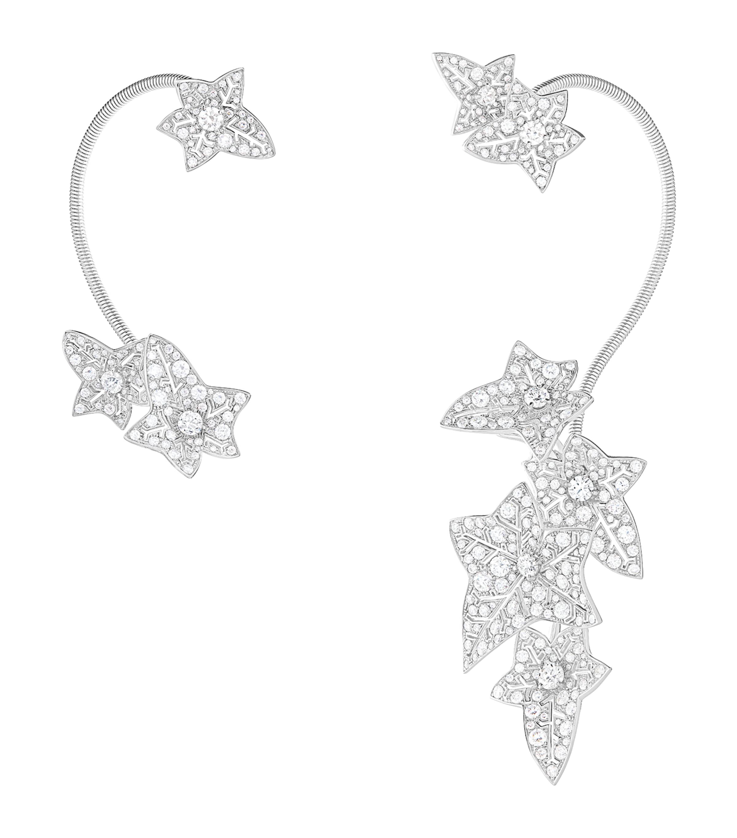 Boucheron White Gold and Diamond Lierre de Paris Asymmetric Clip Earrings White Gold