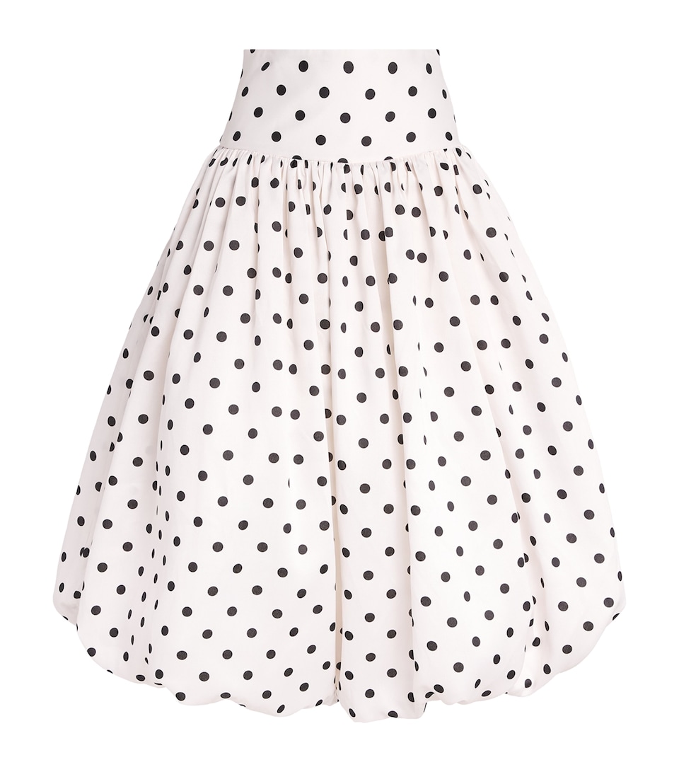 Self-Portrait Womens Taffeta Polka-Dot Midi Skirt Cream
