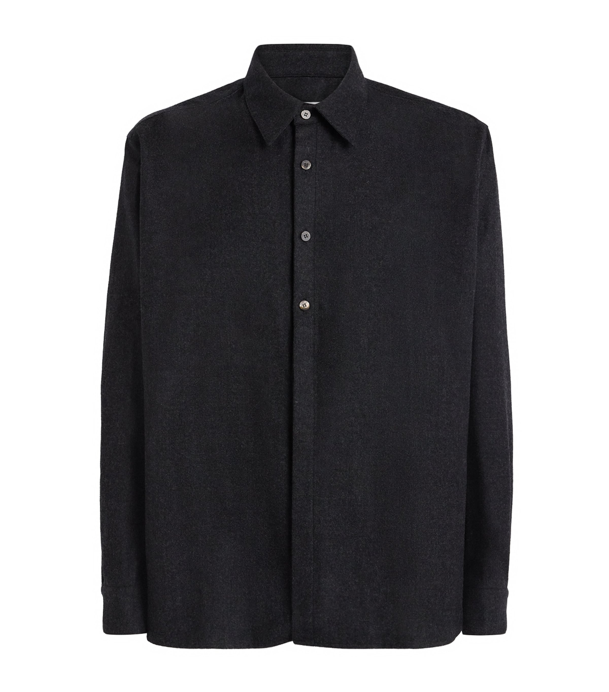 Le 17 Septembre Mens Wool Half-Placket Overshirt Charcoal