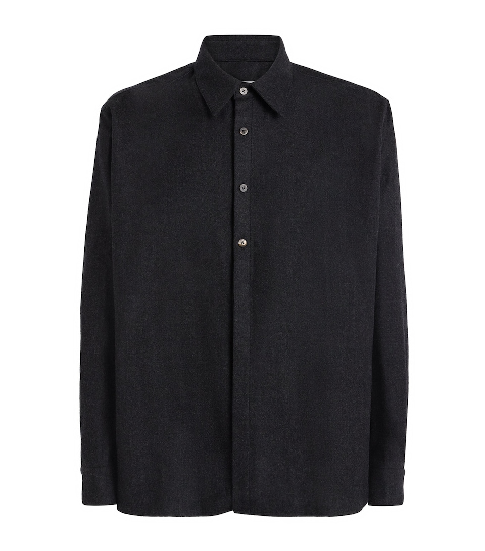 Le 17 Septembre Mens Wool Half-Placket Overshirt Charcoal