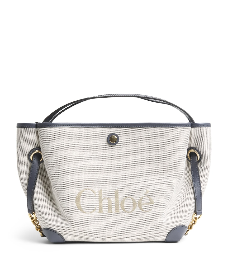 Chloé Small Canvas Clover Carry Top-Handle Bag Black Navy