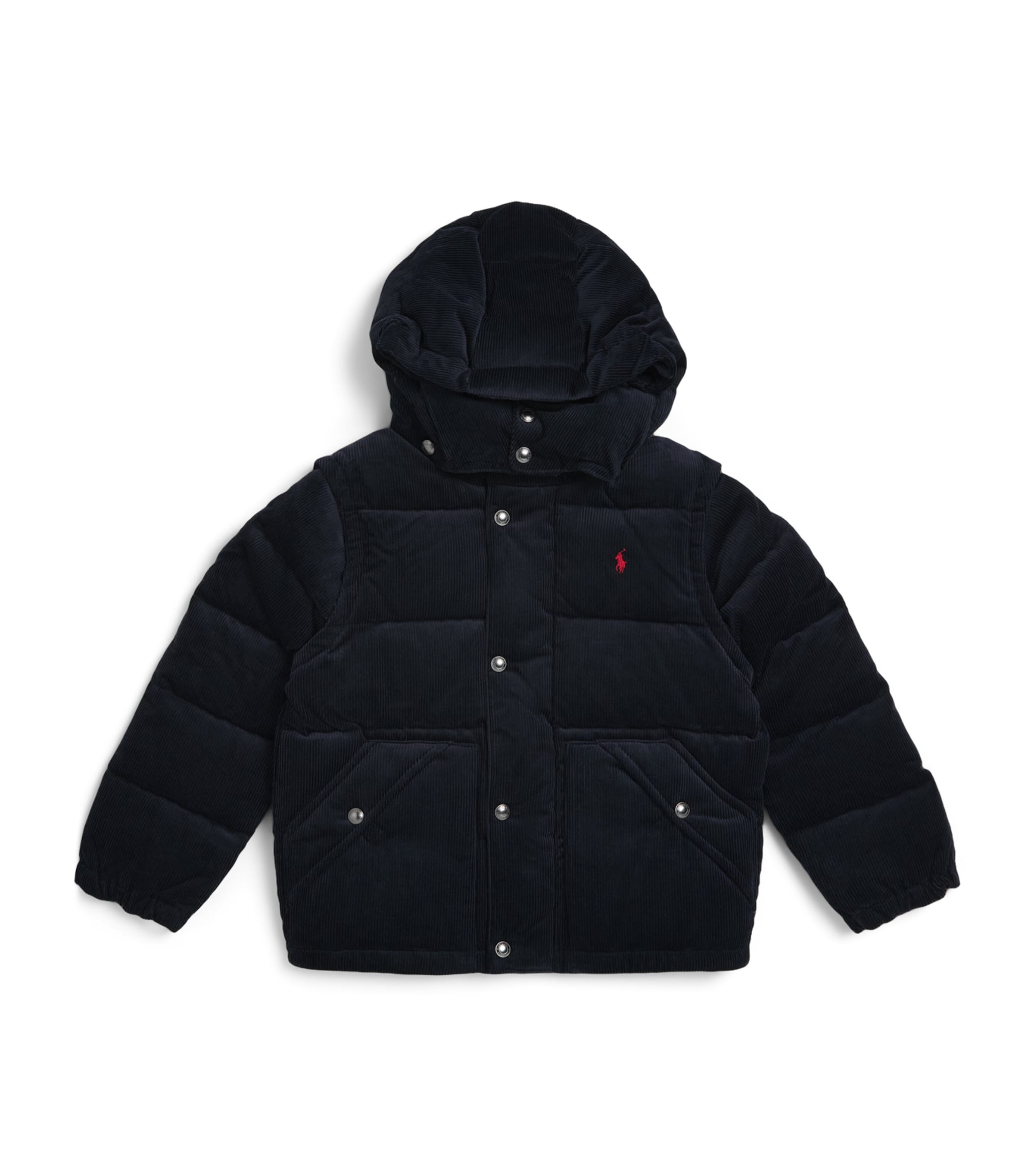 Ralph Lauren Kids Cotton Corduroy Convertible Puffer Jacket (2-7 Years) Aviator Navy