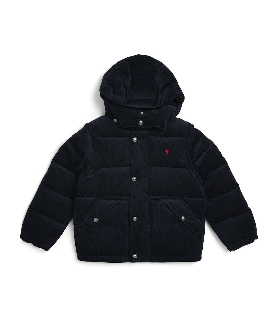 Ralph Lauren Kids Cotton Corduroy Convertible Puffer Jacket (2-7 Years) Aviator Navy