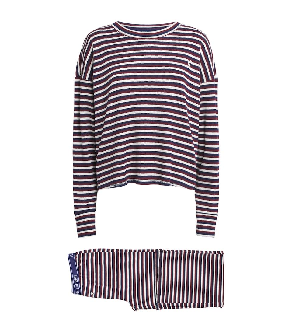 Polo Ralph Lauren Womens Cotton-Waffle Stripe Pyjama Set Cooper Yd Stripe