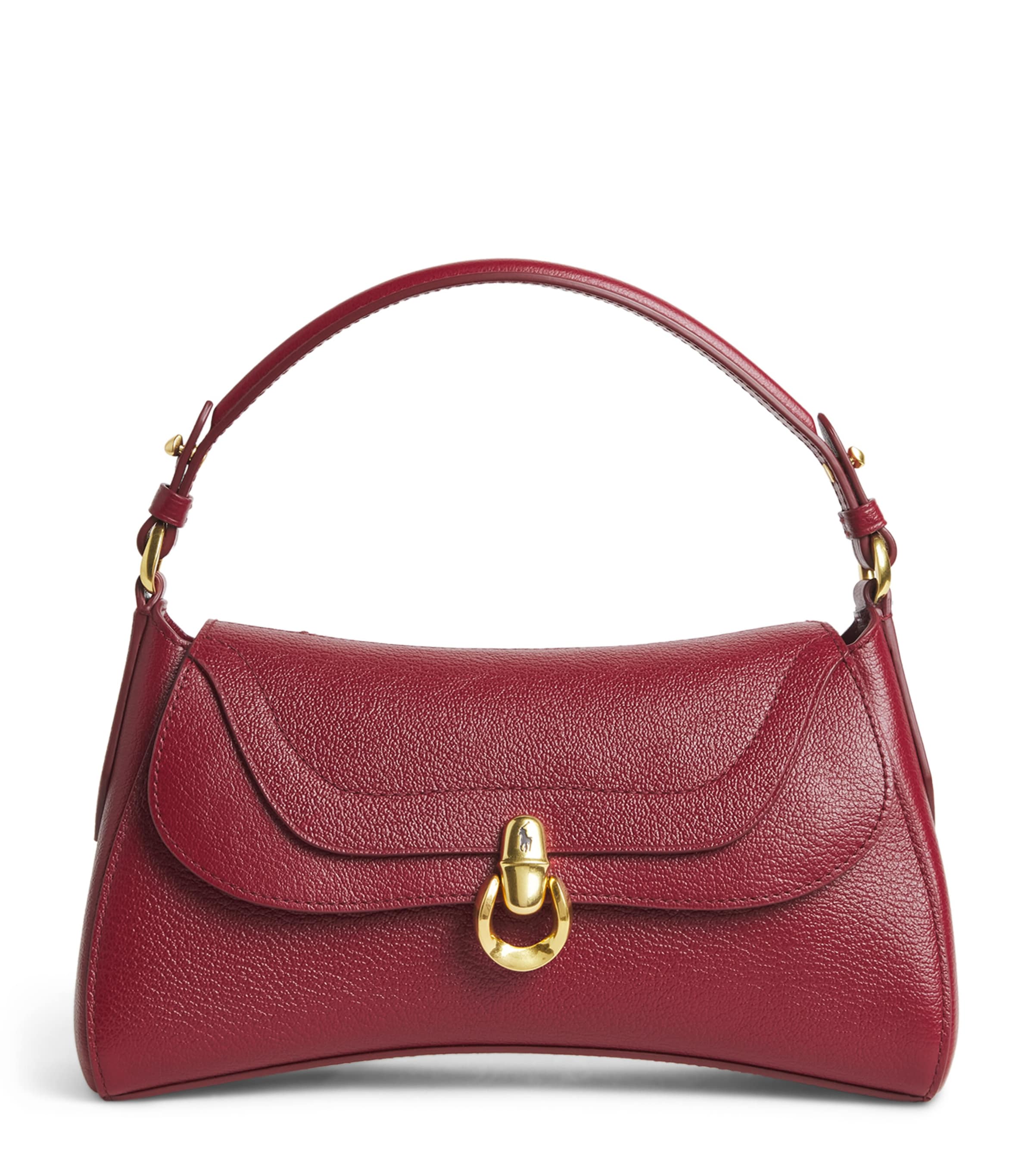 Polo Ralph Lauren Small Leather Blaze Top-Handle Bag Currant