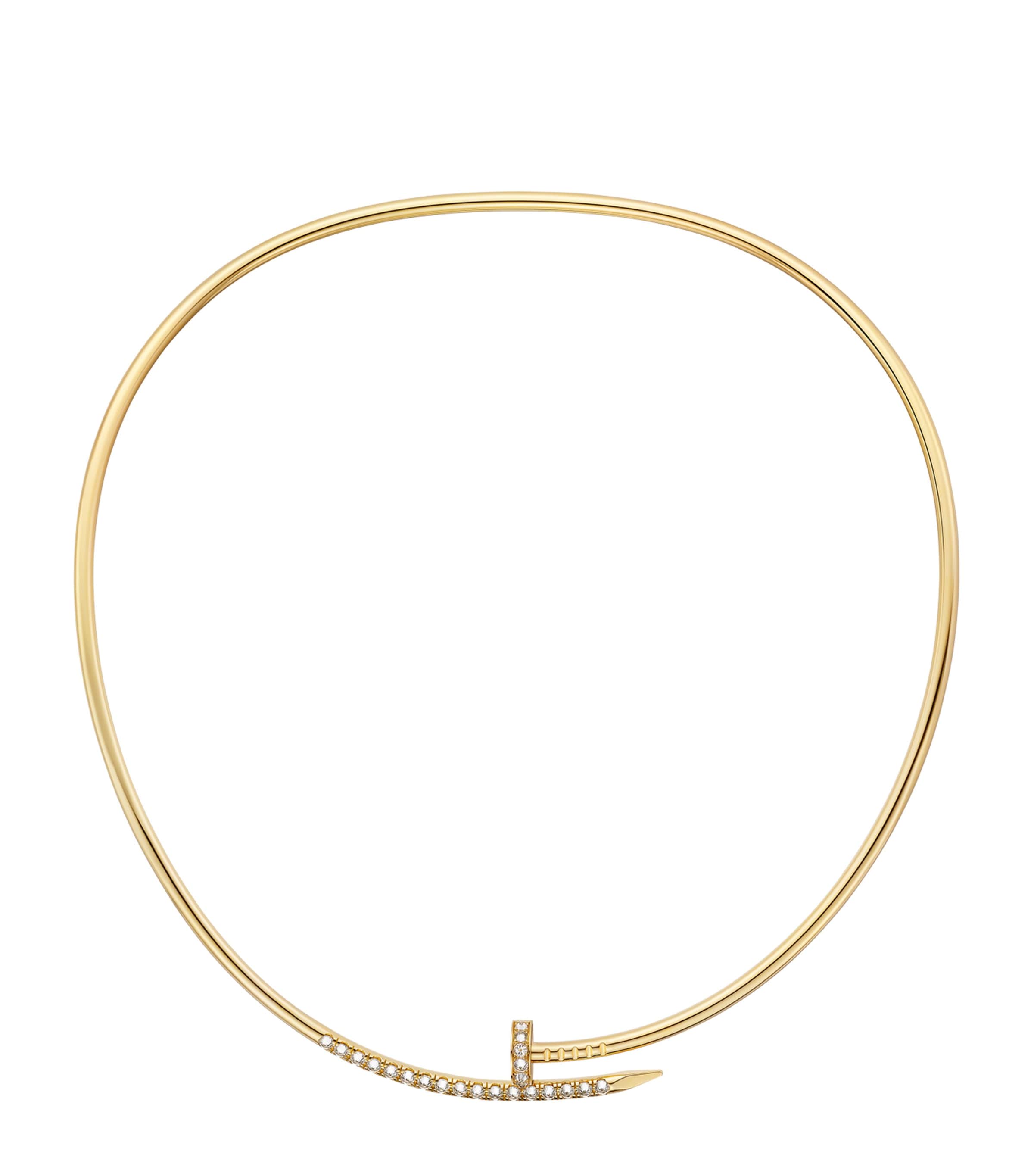 Small Yellow Gold and Diamond Juste un Clou Torque Necklace