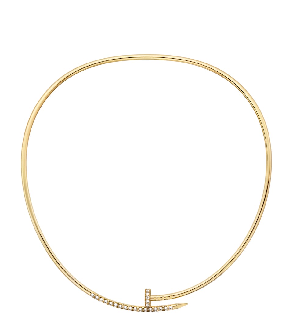 Small Yellow Gold and Diamond Juste un Clou Torque Necklace