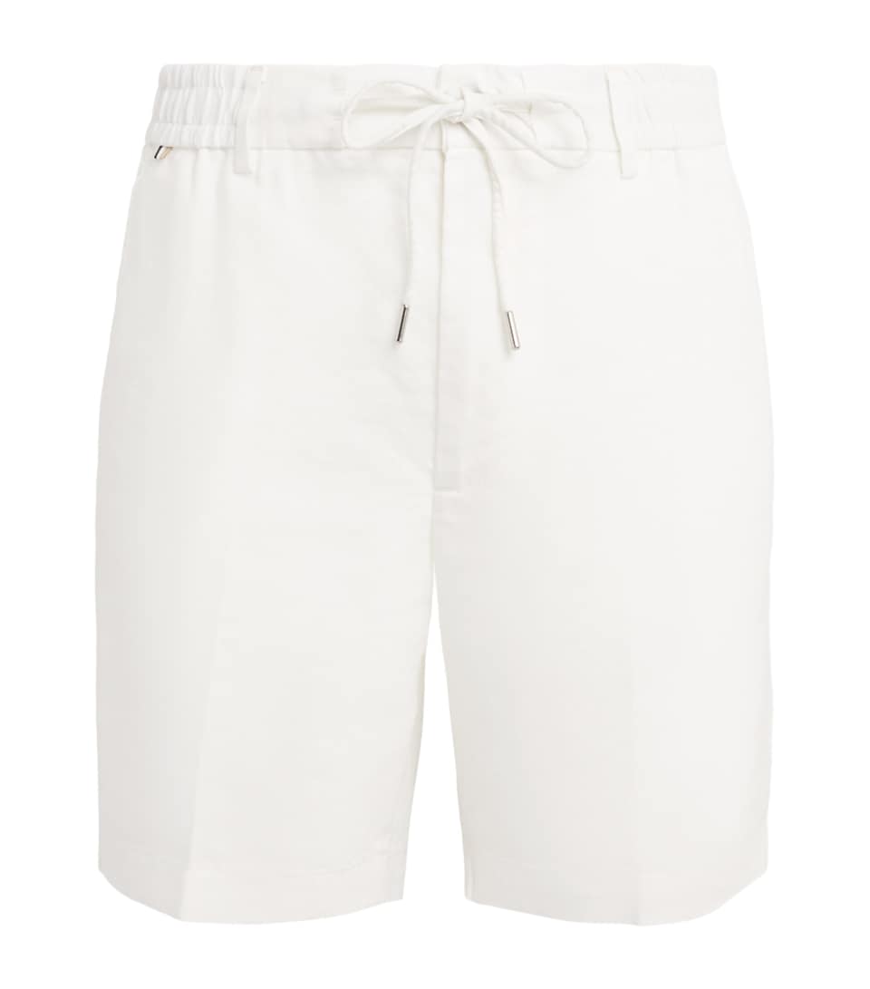 BOSS Mens Linen-Blend Drawstring Shorts White
