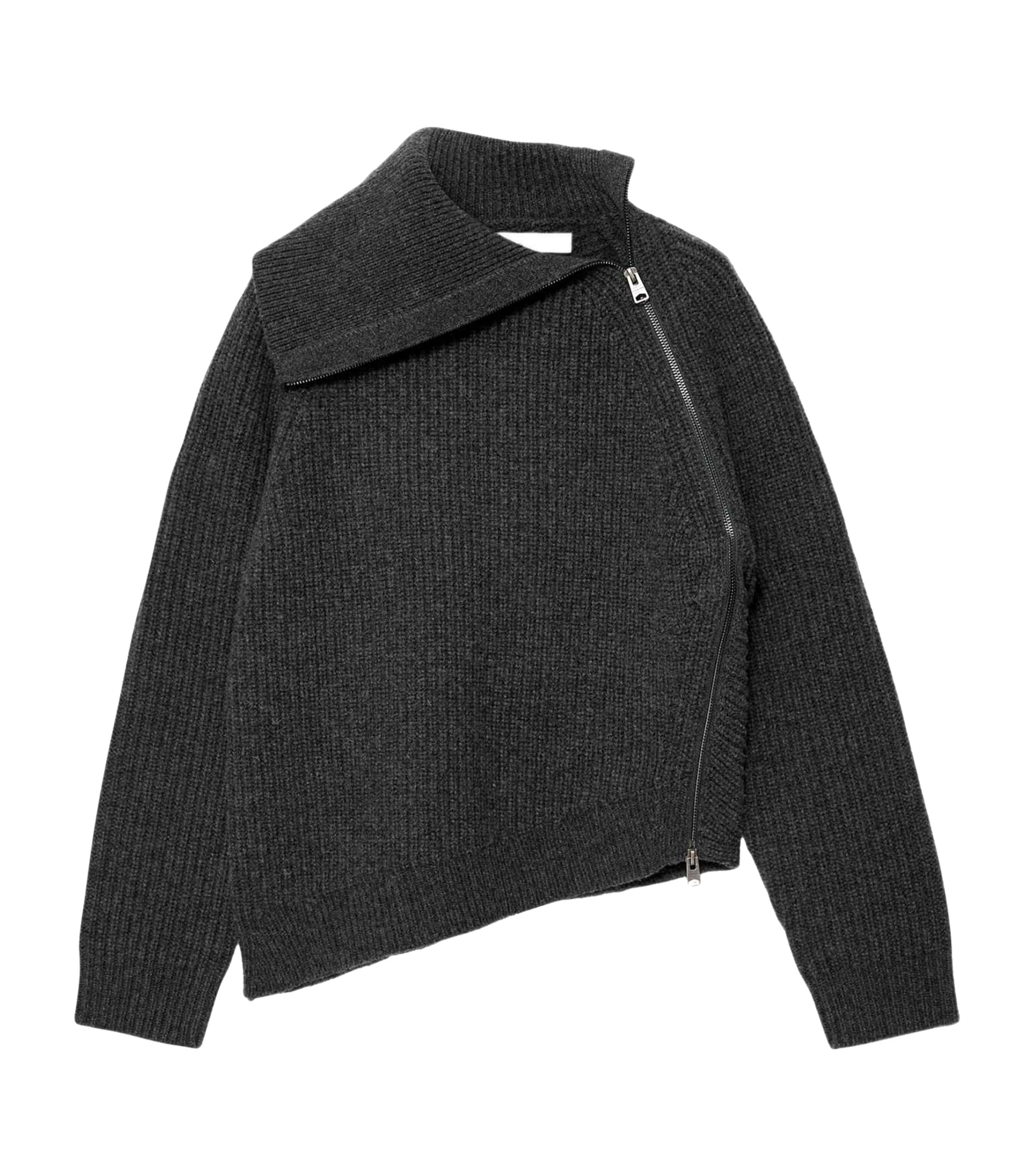 AllSaints Womens Wool Asymmetric Cleo Sweater Graphite Grey
